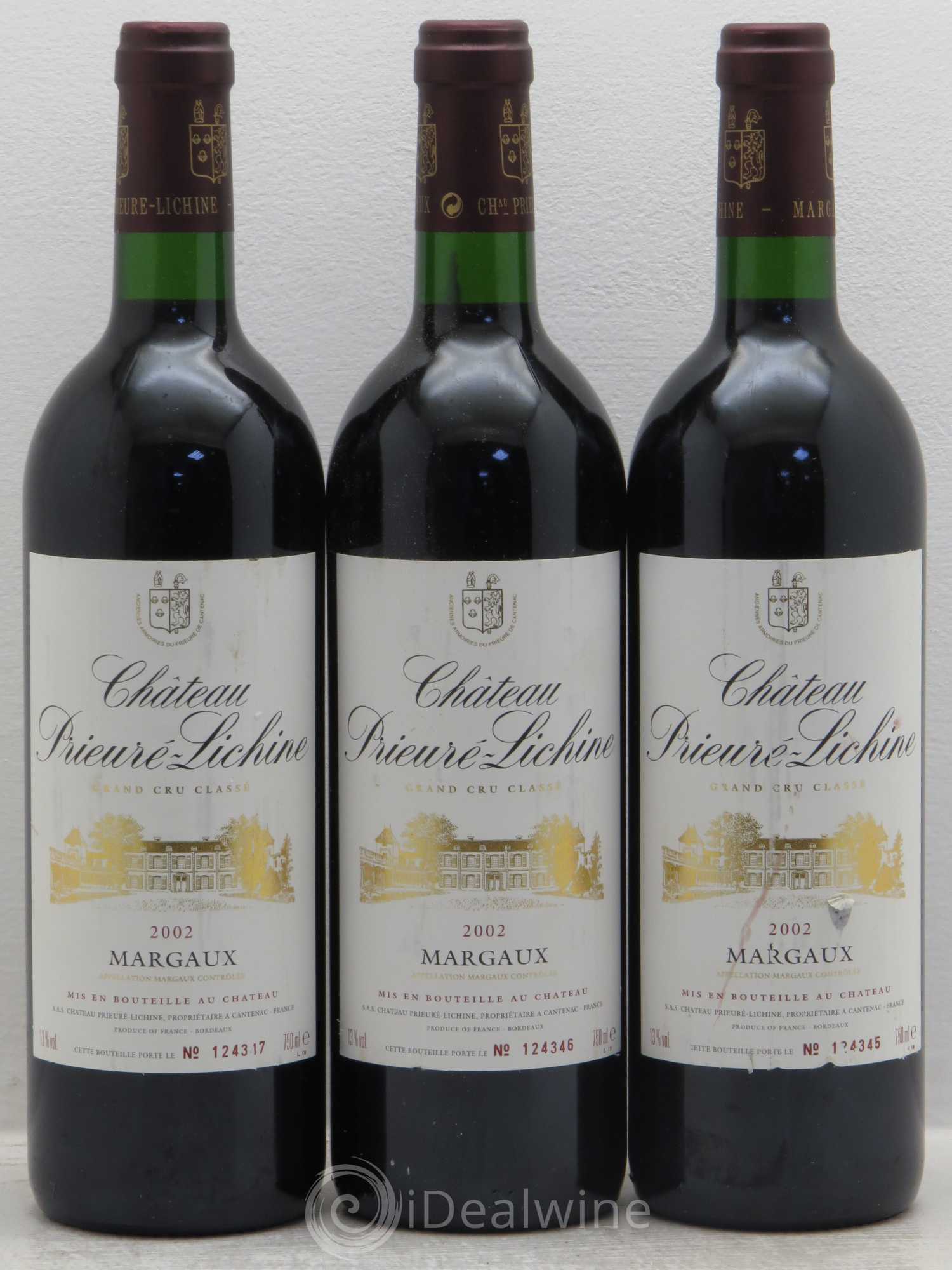 Château Prieuré Lichine 4ème Grand Cru Classé 2002 - Lot de 3 bouteilles - 0