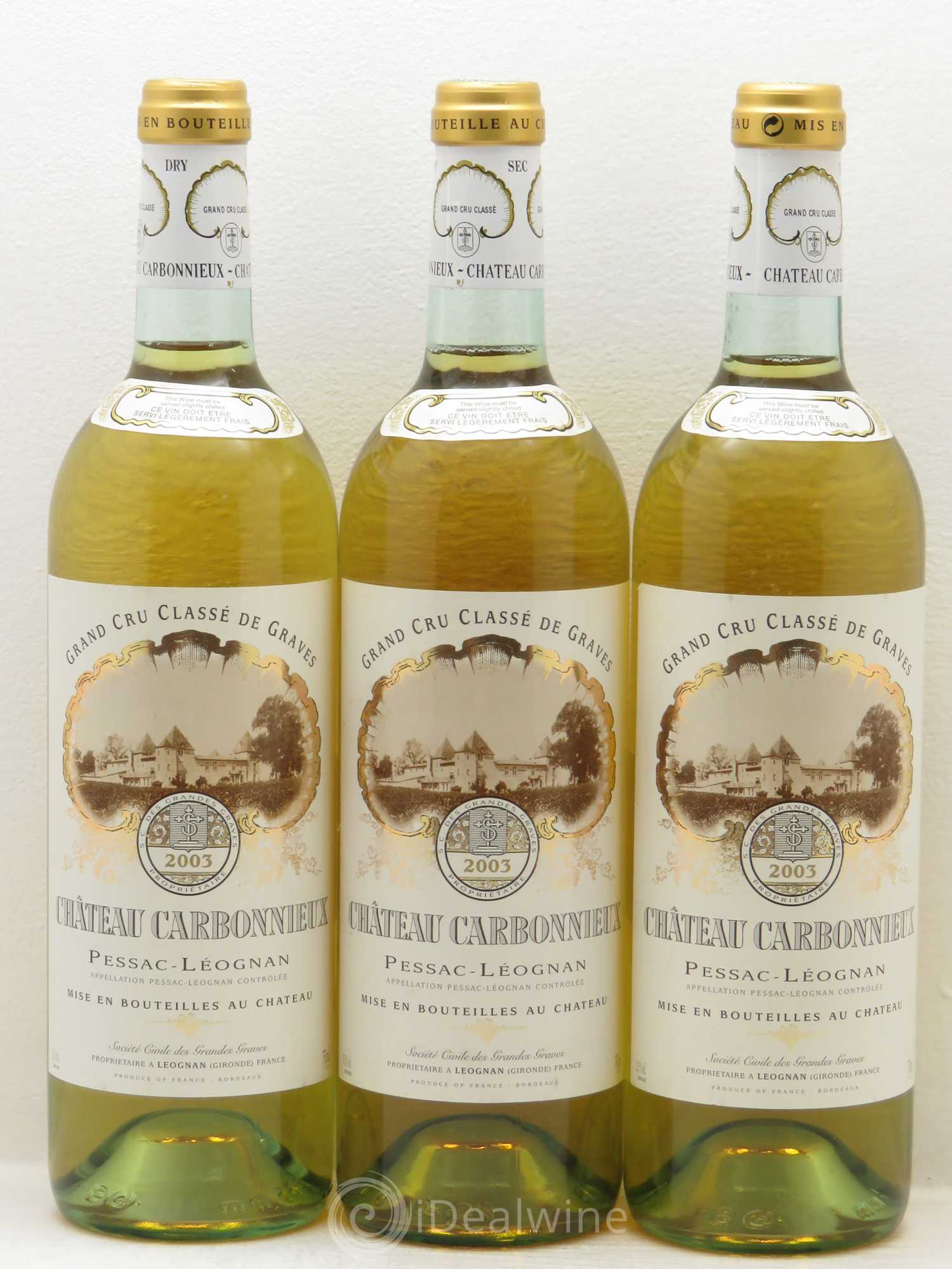 Château Carbonnieux Cru Classé de Graves 2003 - Lot de 3 bouteilles - 0