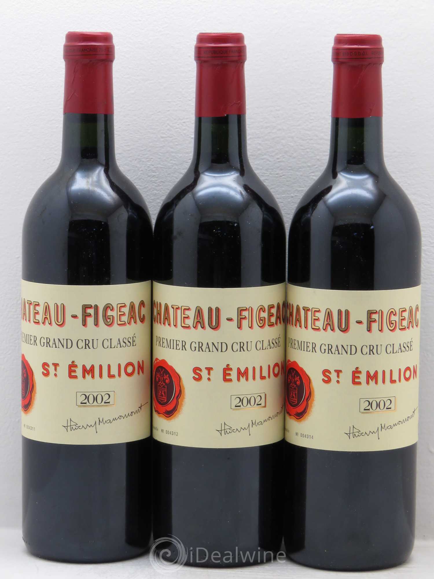 Château Figeac 1er Grand Cru Classé A 2002 - Lot de 3 bouteilles - 0