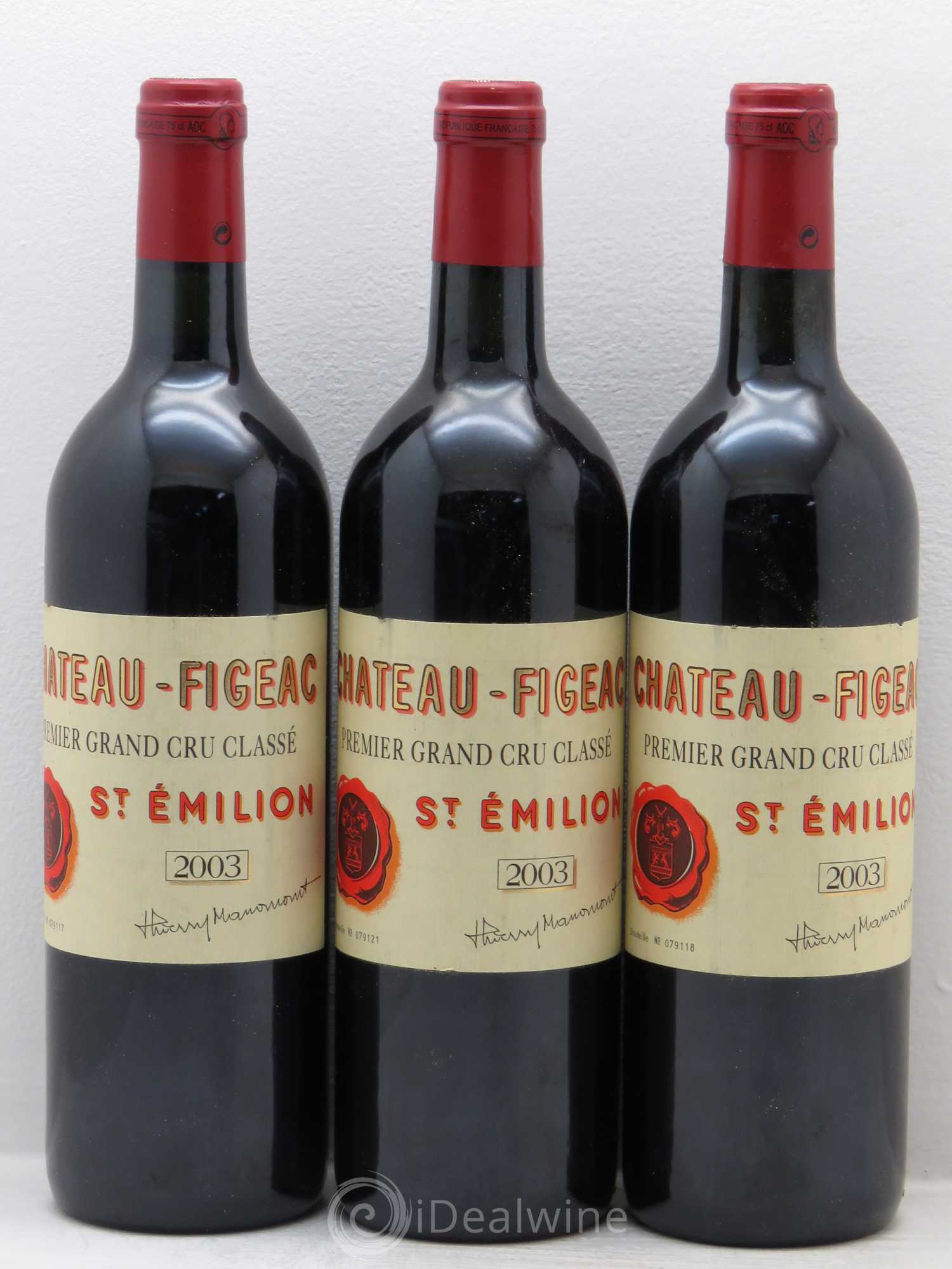Château Figeac 1er Grand Cru Classé A 2003 - Lot de 3 bouteilles - 0