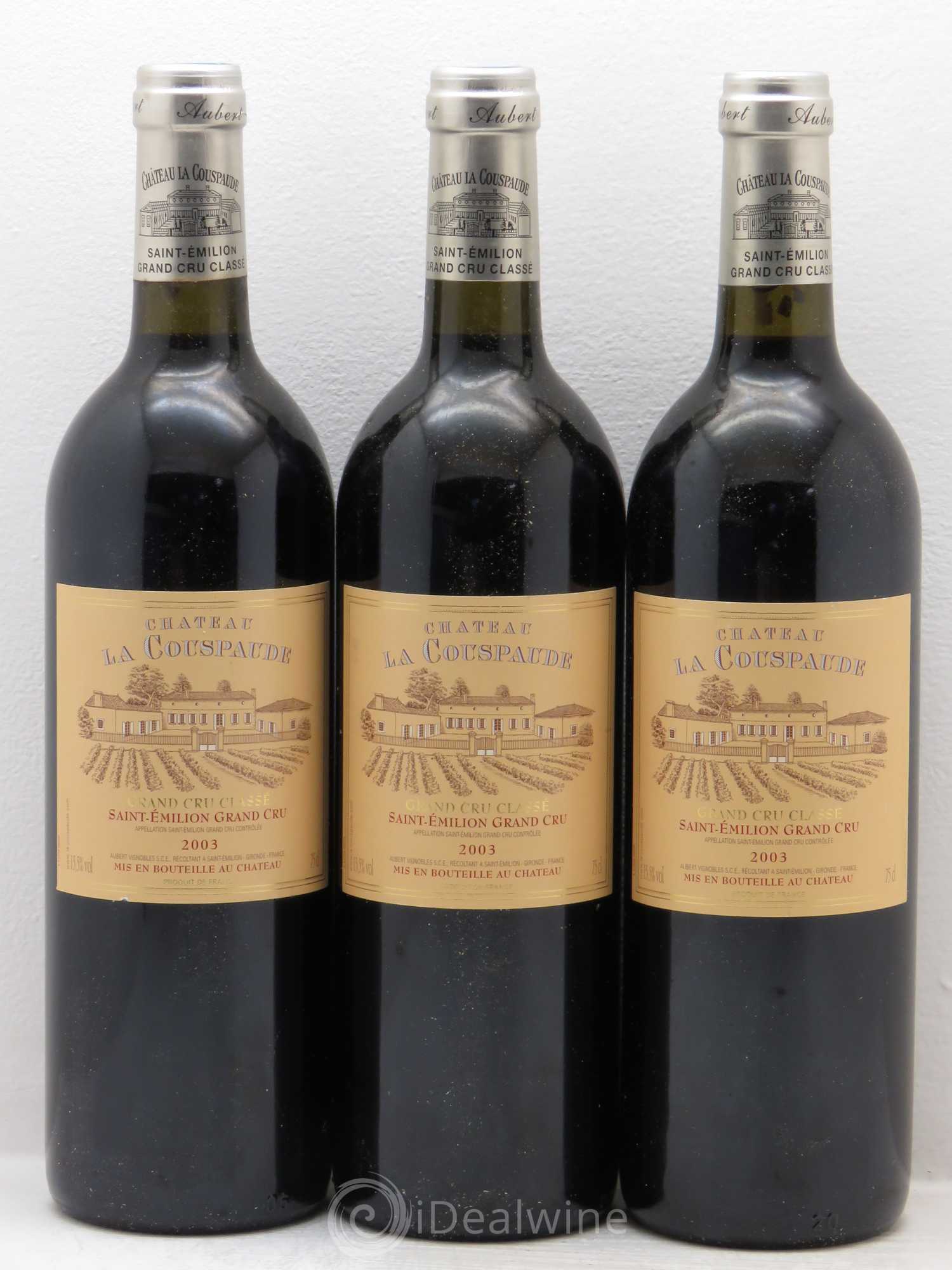 Château la Couspaude Grand Cru Classé 2003 - Lot de 3 bouteilles - 0