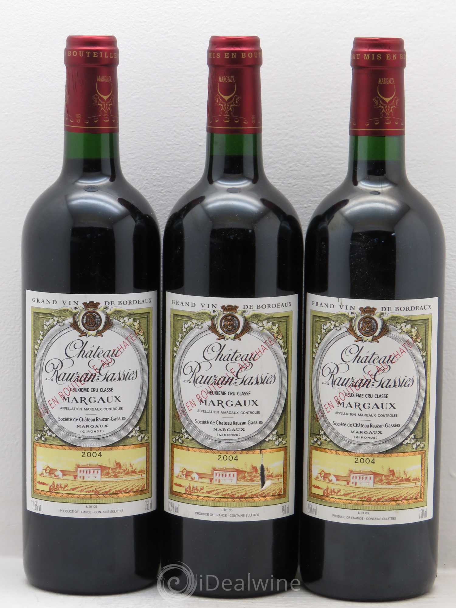 Château Rauzan-Gassies 2ème Grand Cru Classé 2004 - Lot de 3 bouteilles - 0