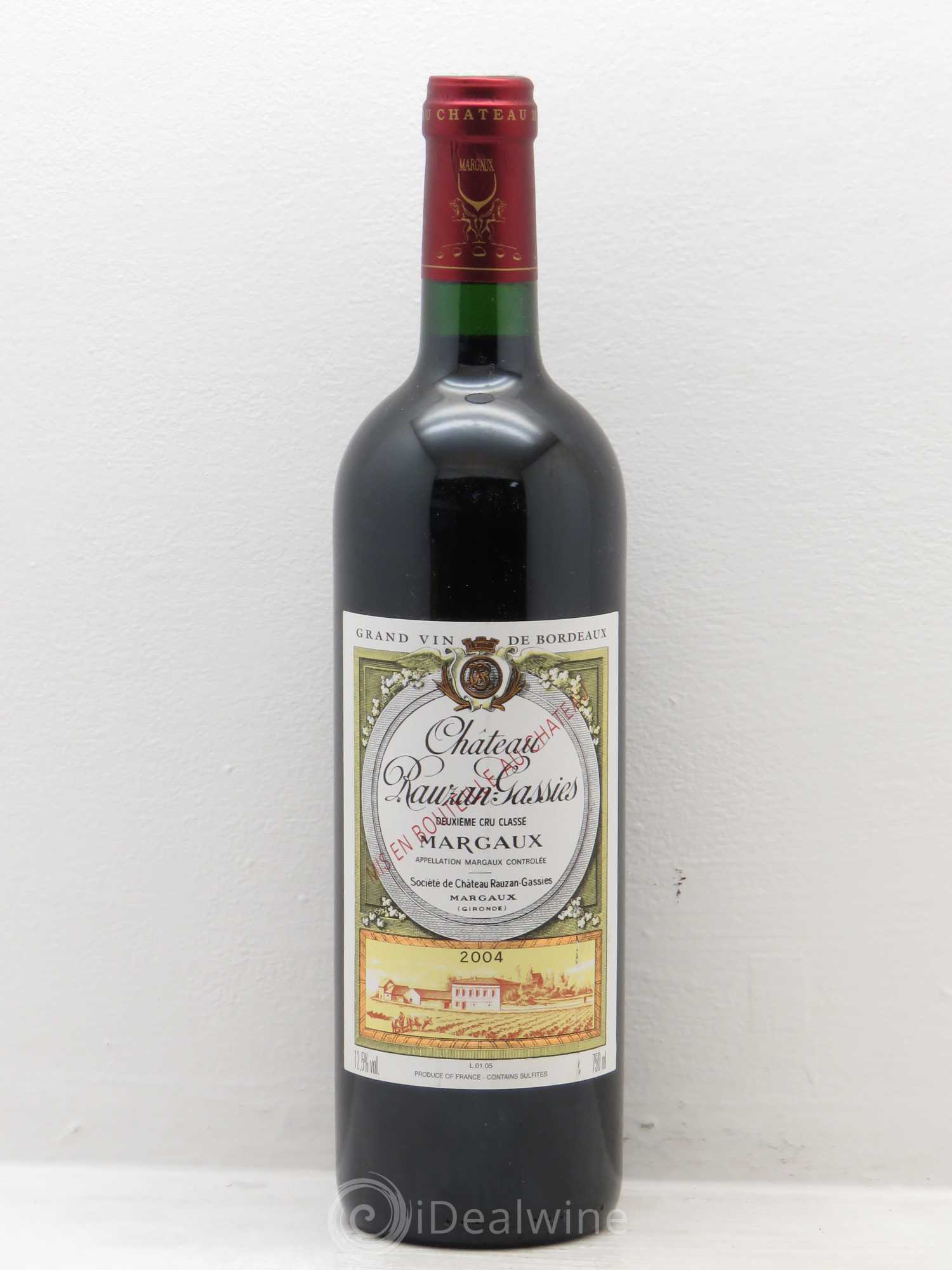Château Rauzan-Gassies 2ème Grand Cru Classé 2004 - Lot de 1 bouteille - 0