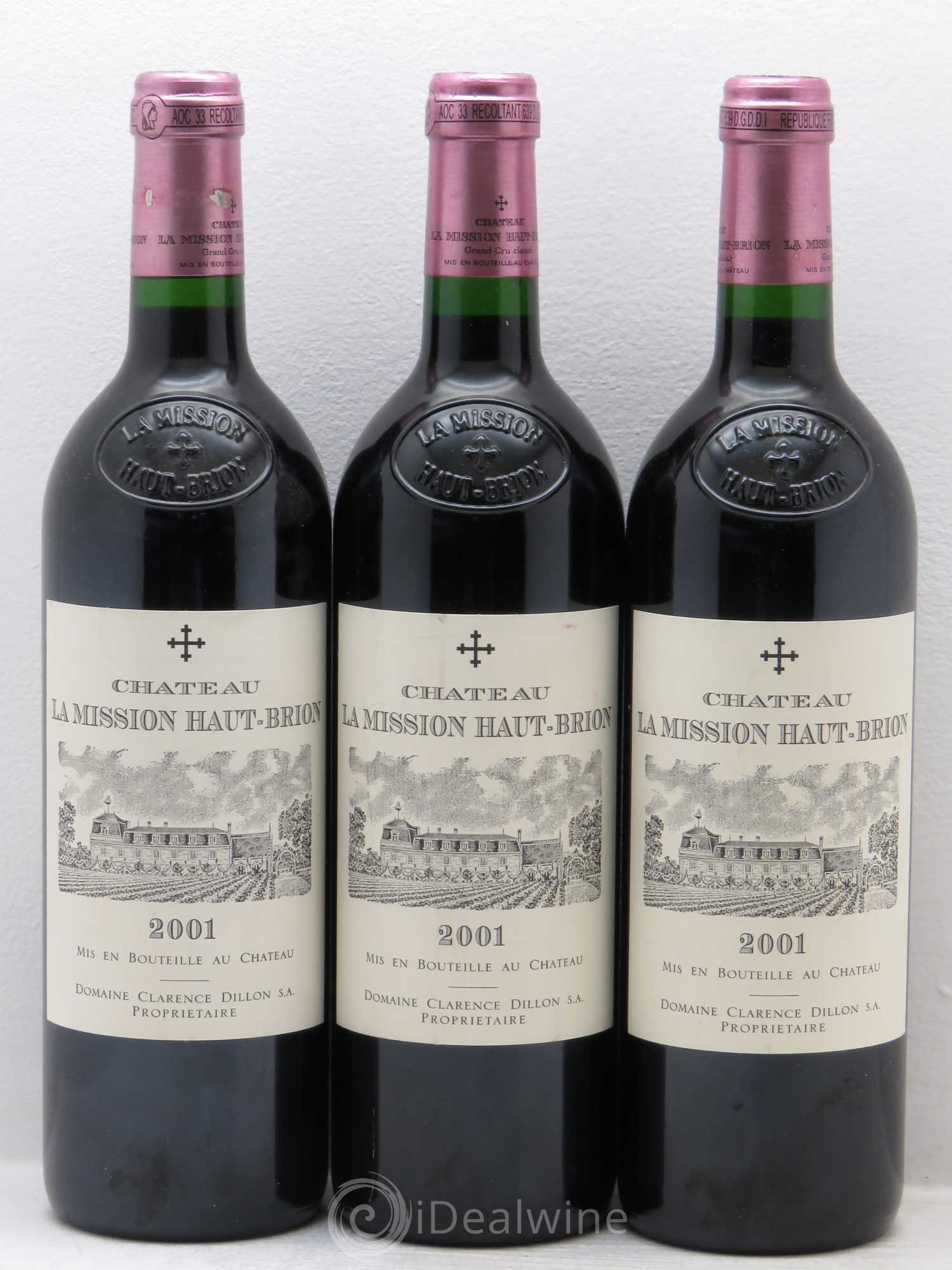 Château la Mission Haut-Brion Cru Classé de Graves 2001 - Lot de 3 bouteilles - 0