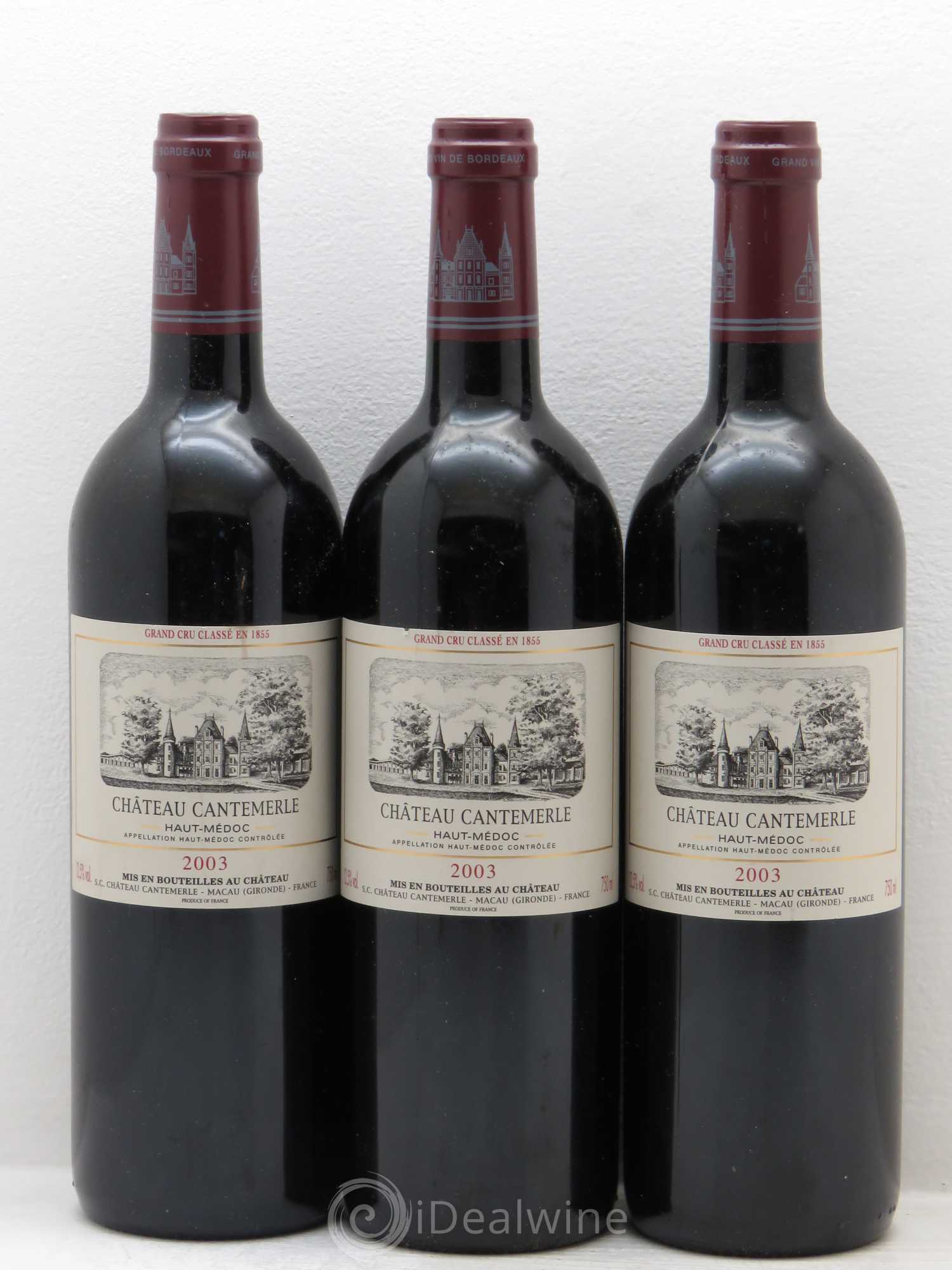 Château Cantemerle 5ème Grand Cru Classé 2003 - Lot de 3 bouteilles - 0