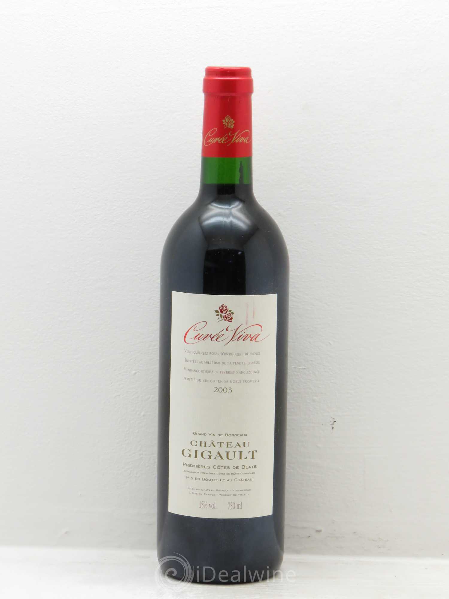 Château Gigault Cuvée Viva 2003 - Lot de 1 bouteille - 0