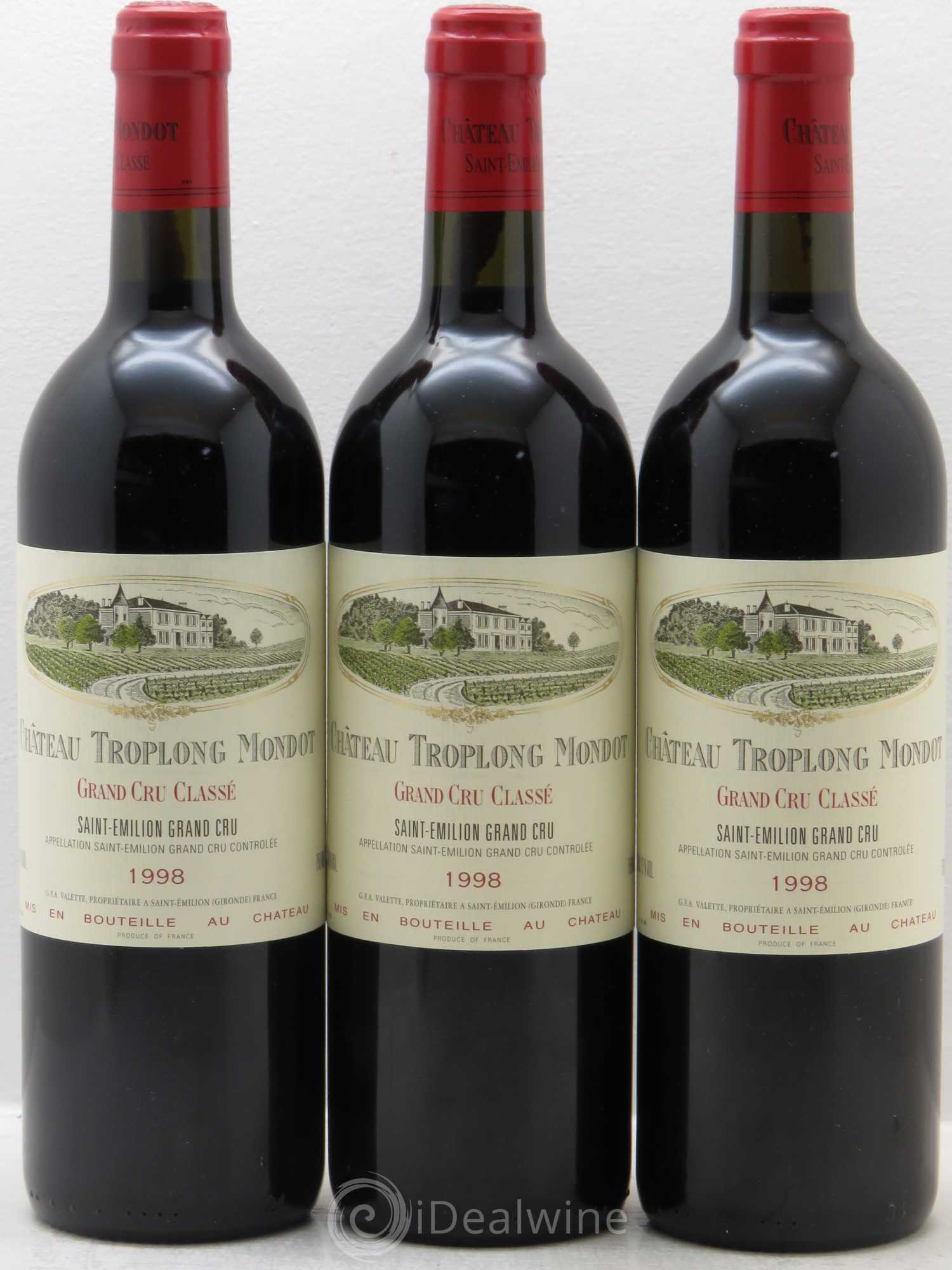 Château Troplong Mondot 1er Grand Cru Classé B 1998 - Lot de 3 bouteilles - 0