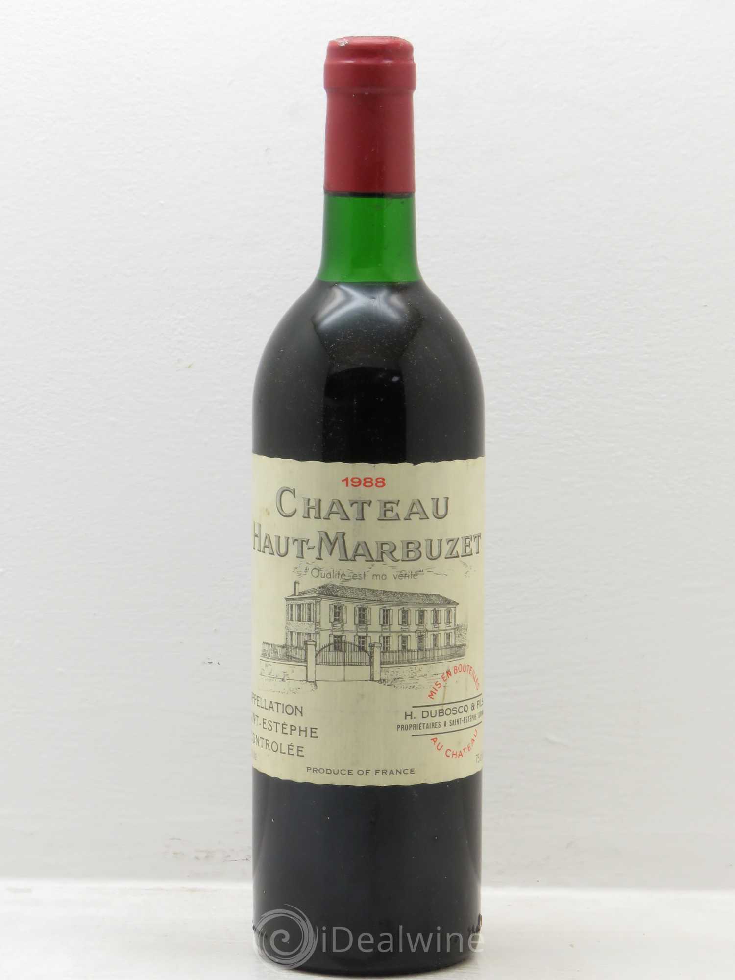Château Haut Marbuzet 1988 - Lot de 1 bouteille - 0