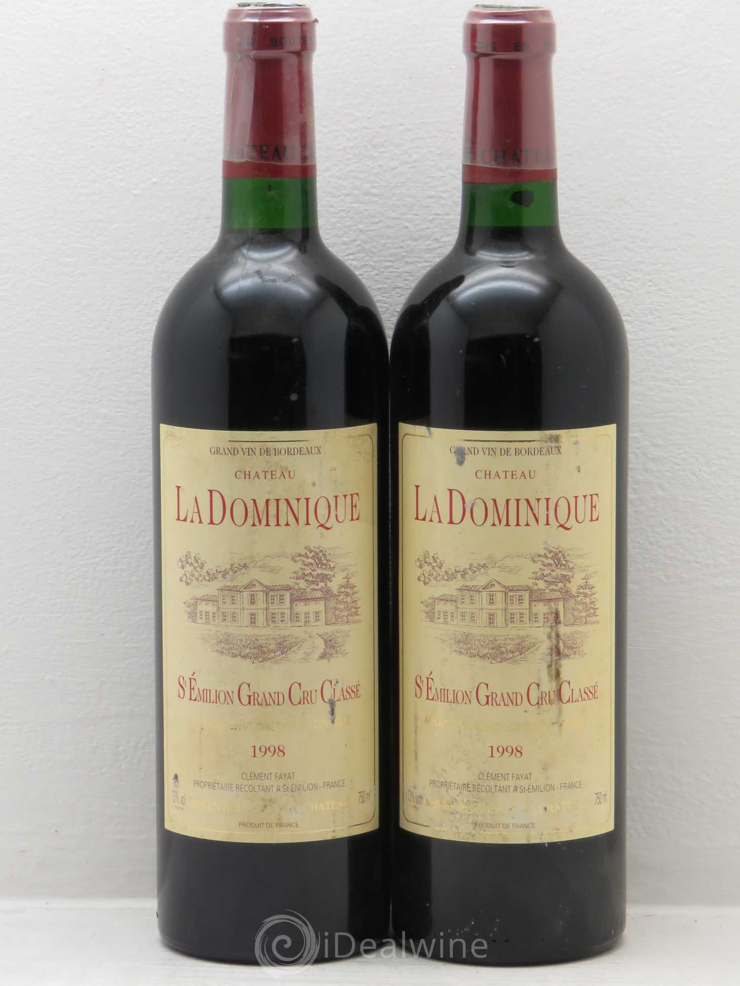 Château la Dominique Grand Cru Classé 1998 - Lot de 2 bouteilles - 0