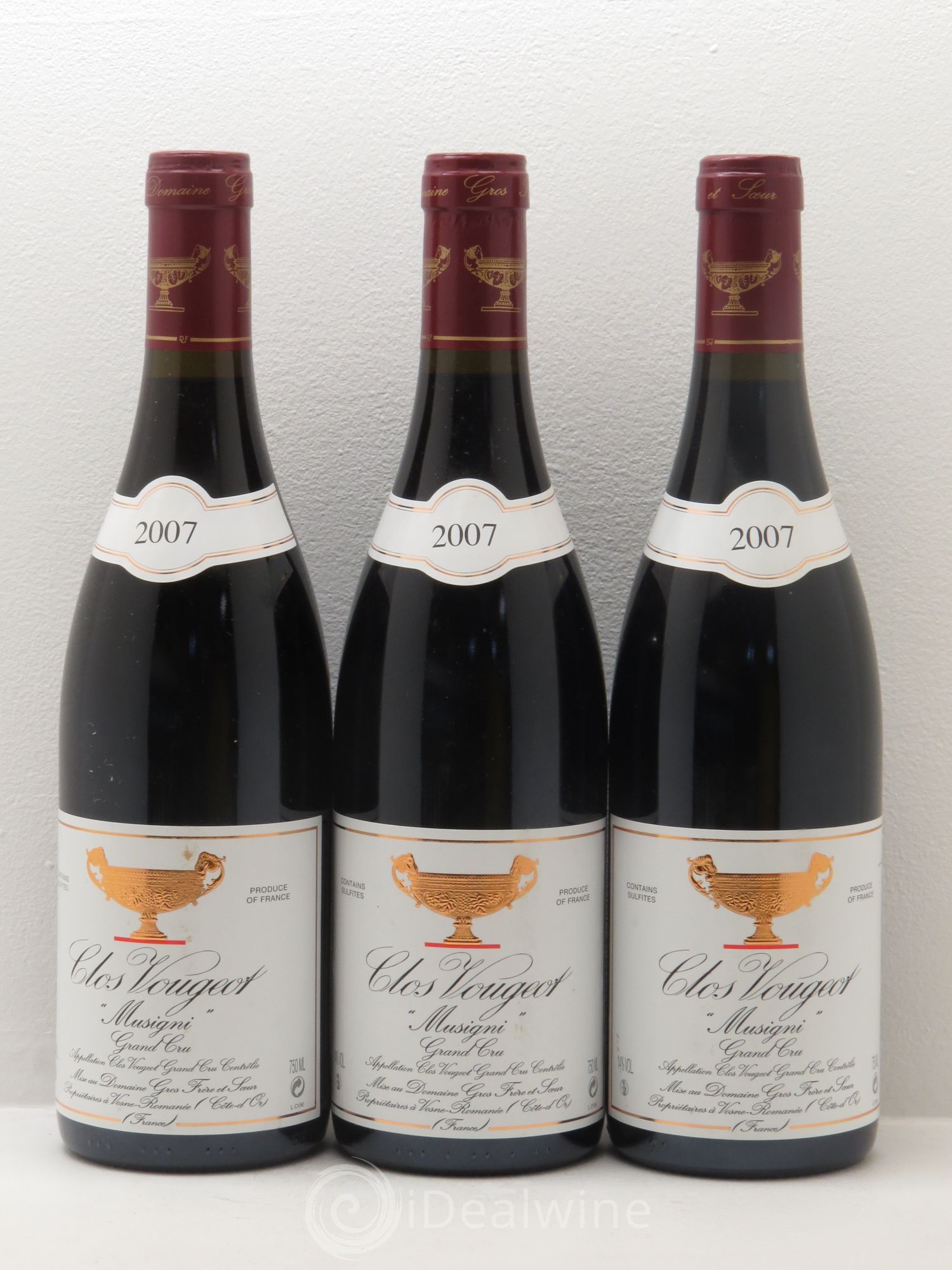 Clos de Vougeot Grand Cru Musigni Gros Frère & Soeur 2007 - Lot de 3 bouteilles - 0
