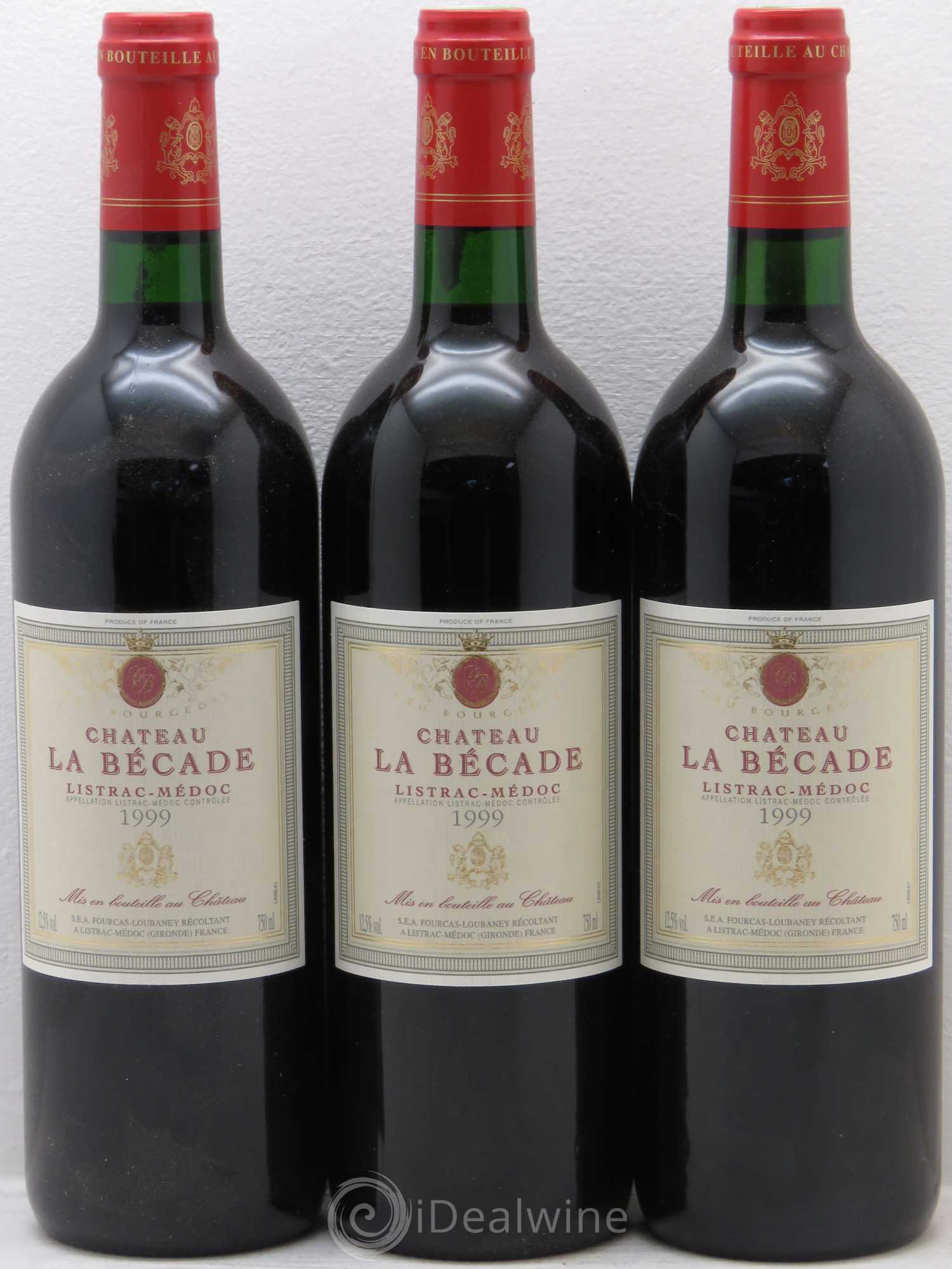 Bordeaux Bécade listrac medoc 1999 - Posten von 3 Flaschen - 0