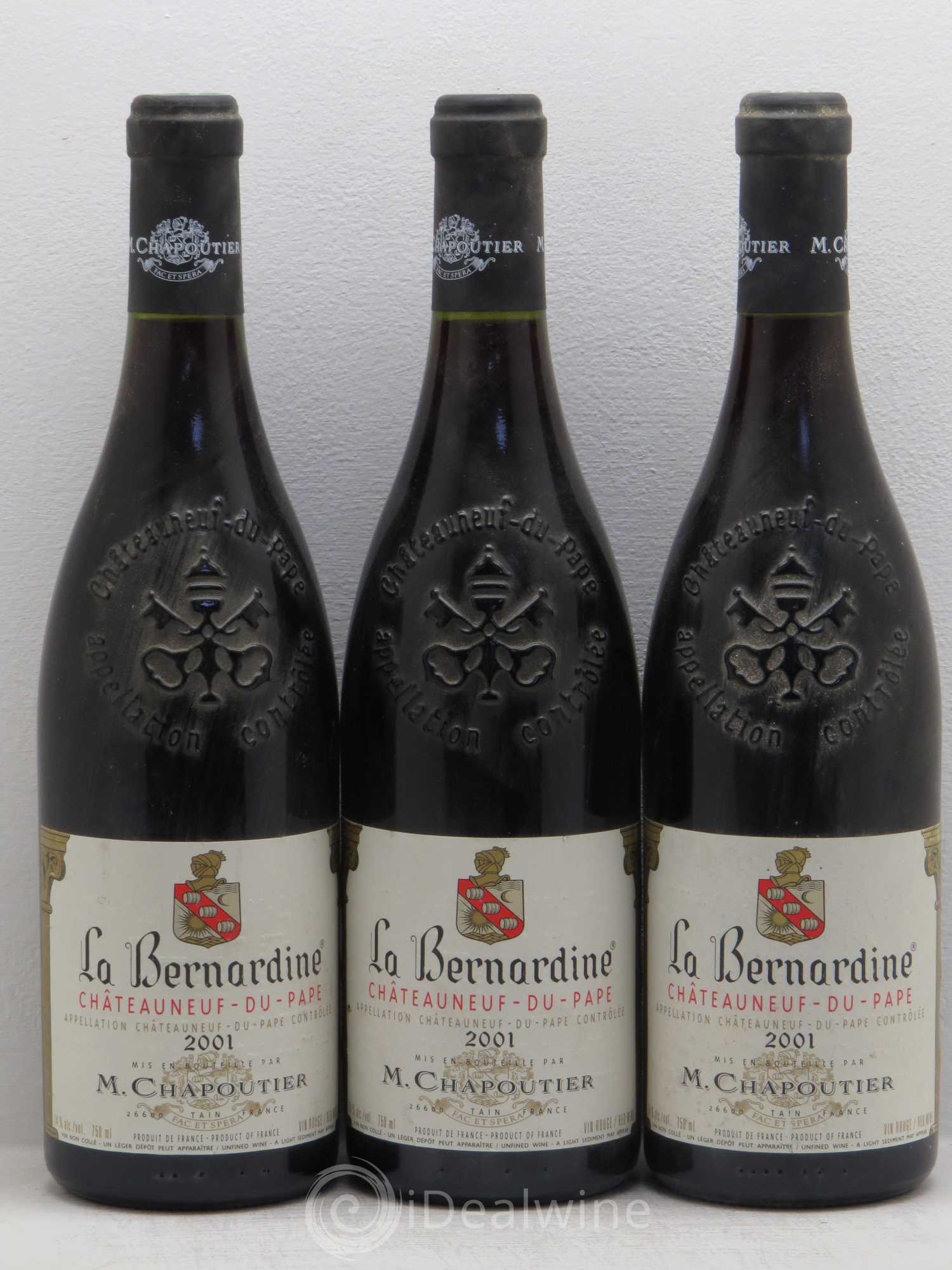 Châteauneuf-du-Pape La Bernardine Chapoutier 2001 - Lot de 3 bouteilles - 0