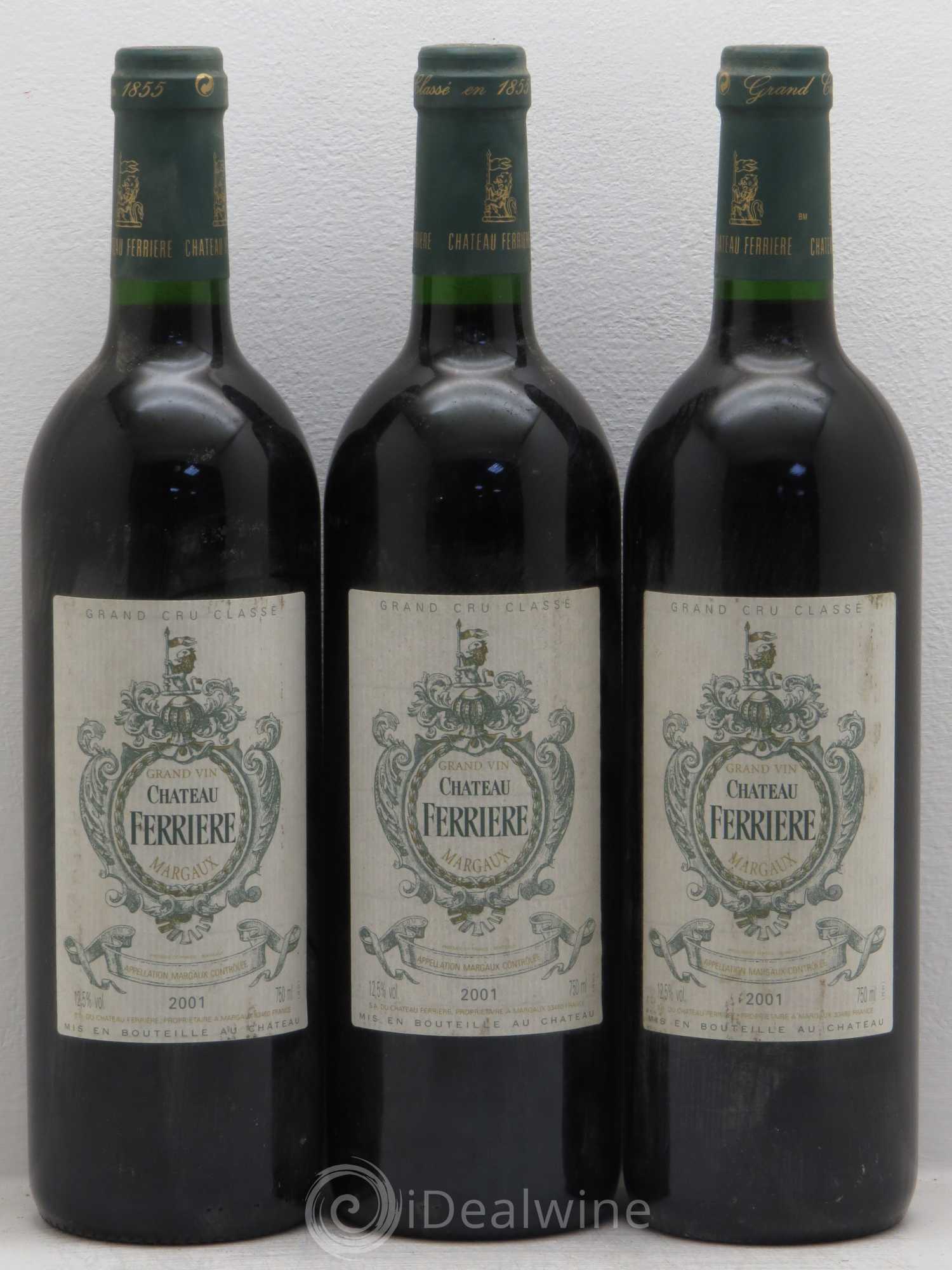 Château Ferrière 3ème Grand Cru Classé 2001 - Lot de 3 bouteilles - 0