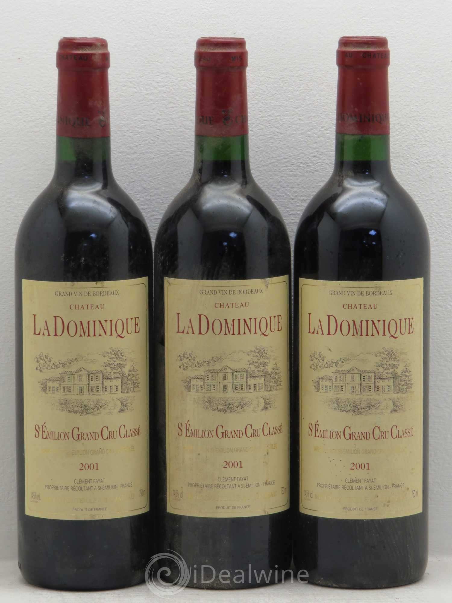 Château la Dominique Grand Cru Classé 2001 - Lot de 3 bouteilles - 0