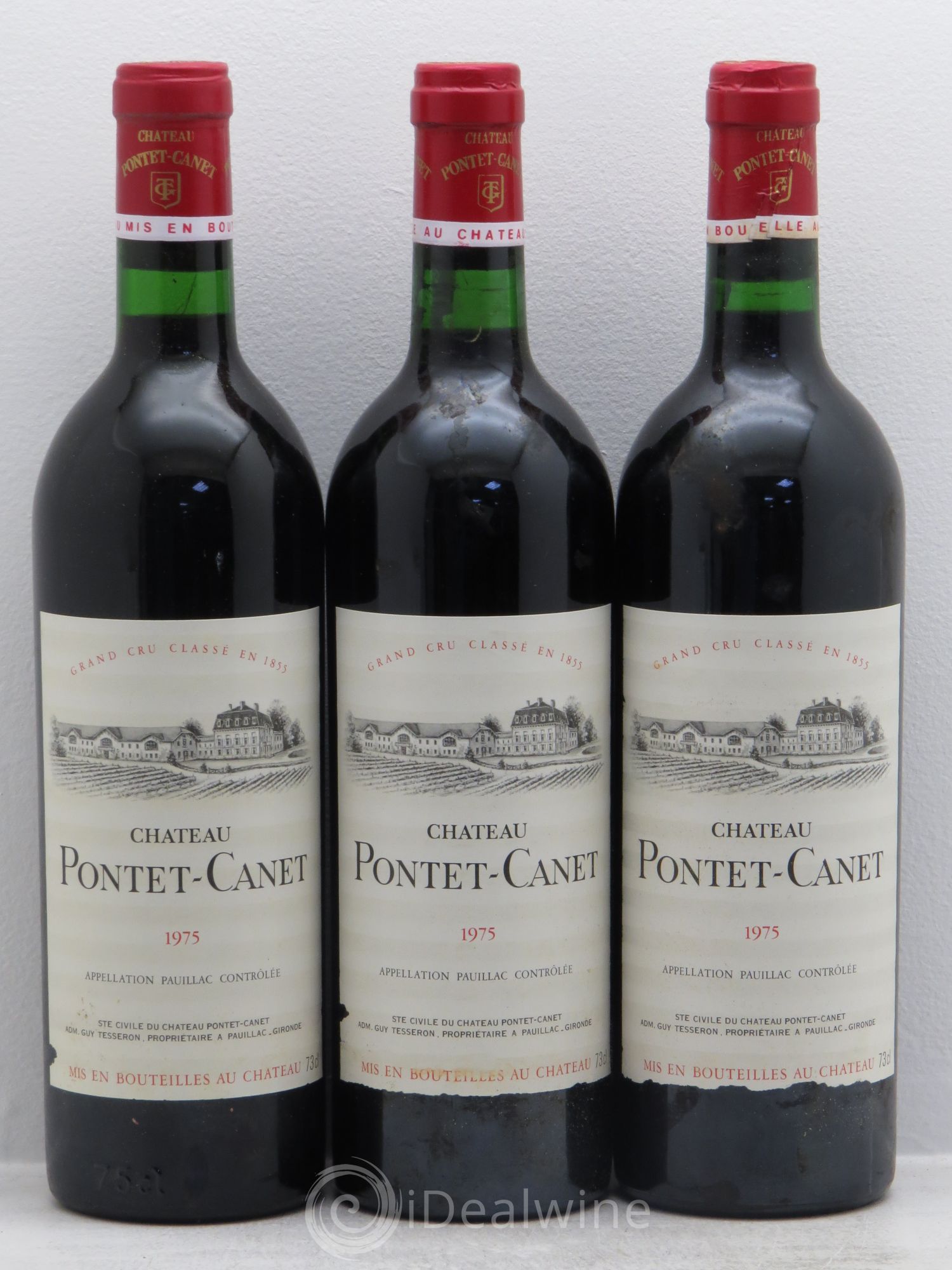 Château Pontet Canet 5ème Grand Cru Classé 1975 - Lot de 3 bouteilles - 0