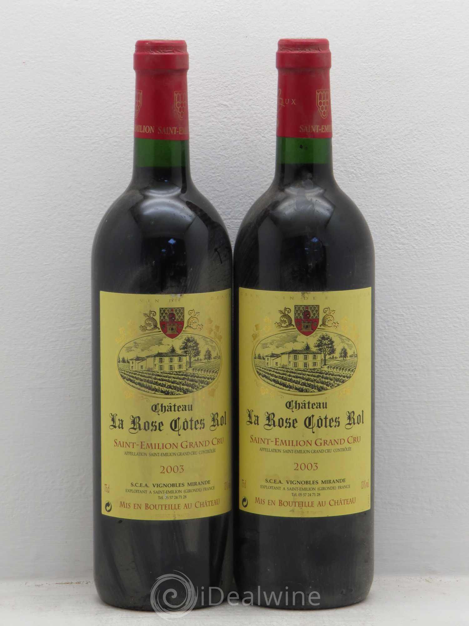 Bordeaux la rose cotes rol 2003 - Posten von 2 Flaschen - 0