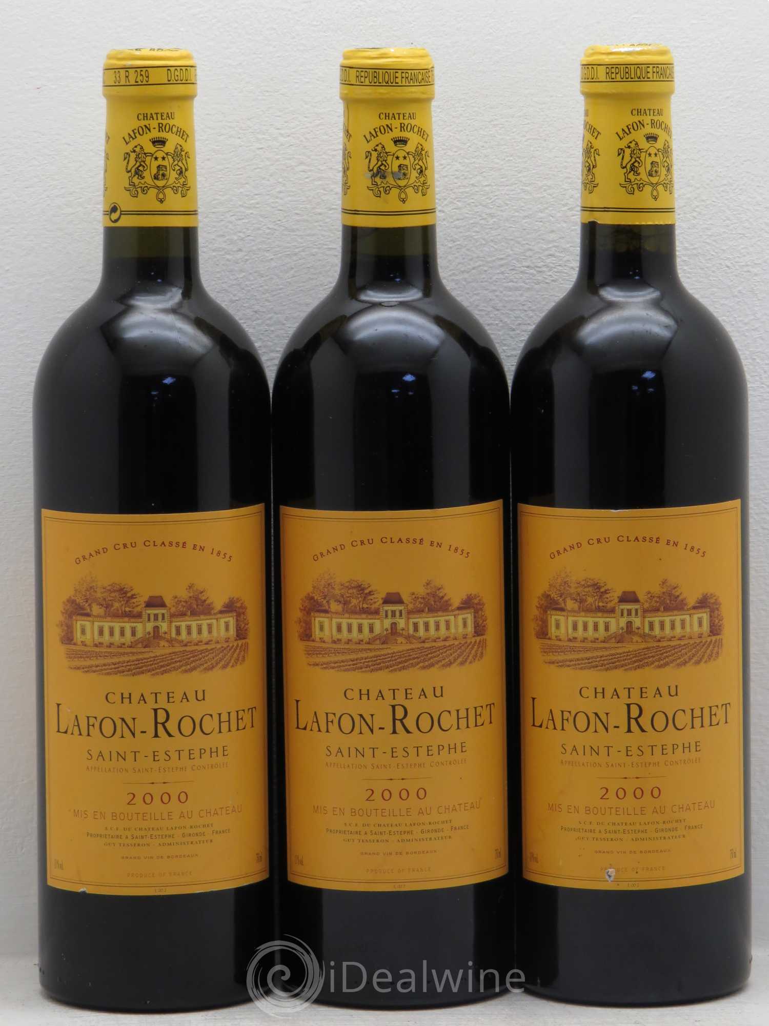 Château Lafon Rochet 4ème Grand Cru Classé 2000 - Lot de 3 bouteilles - 0