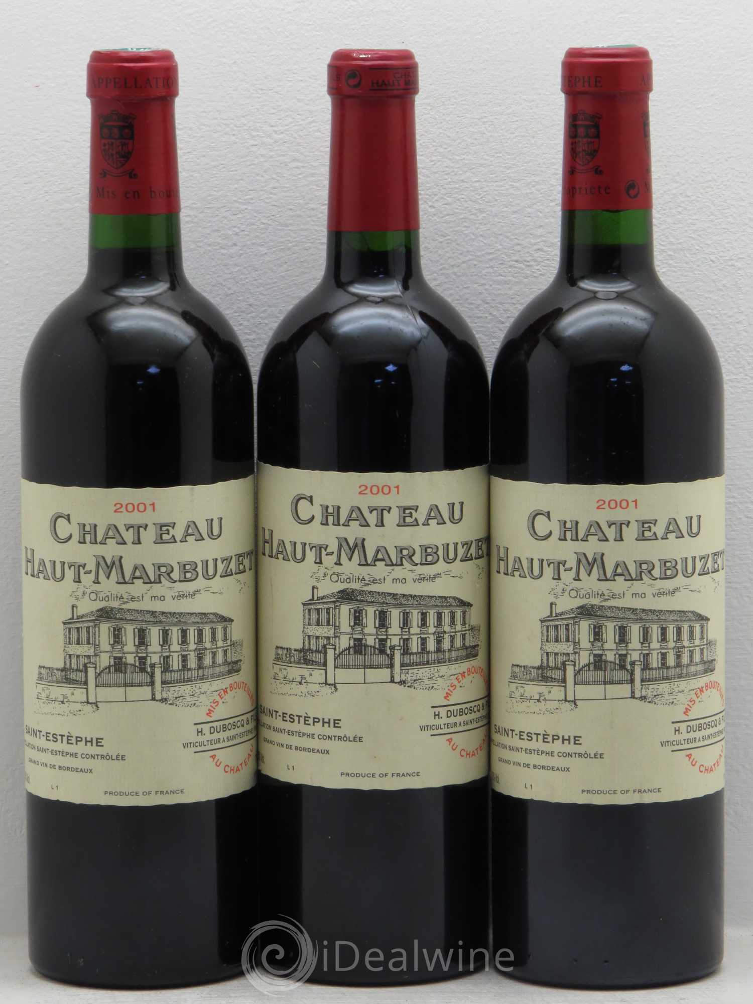 Château Haut Marbuzet 2001 - Lot de 3 bouteilles - 0