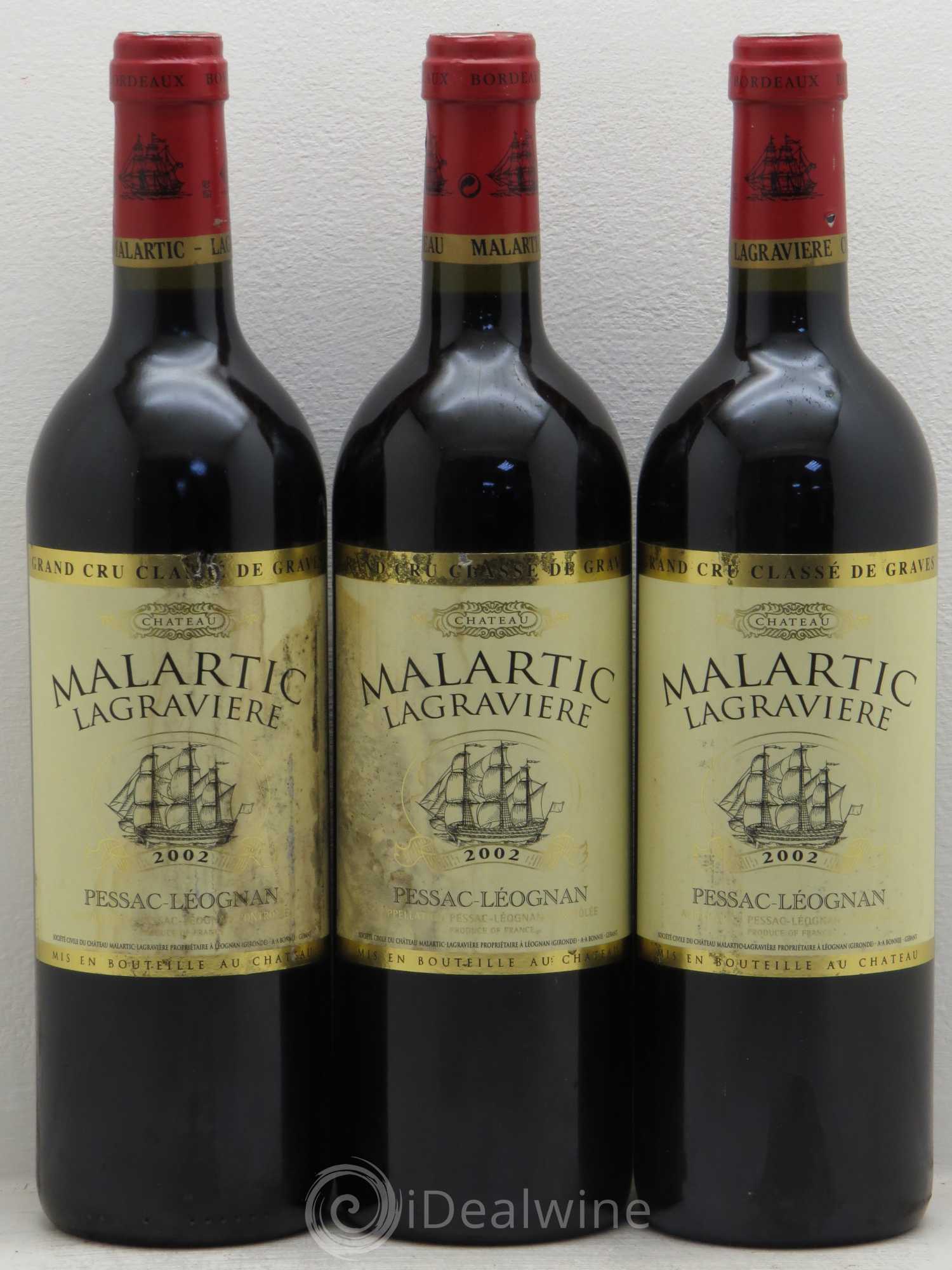 Château Malartic-Lagravière Cru Classé de Graves 2002 - Lot de 3 bouteilles - 0