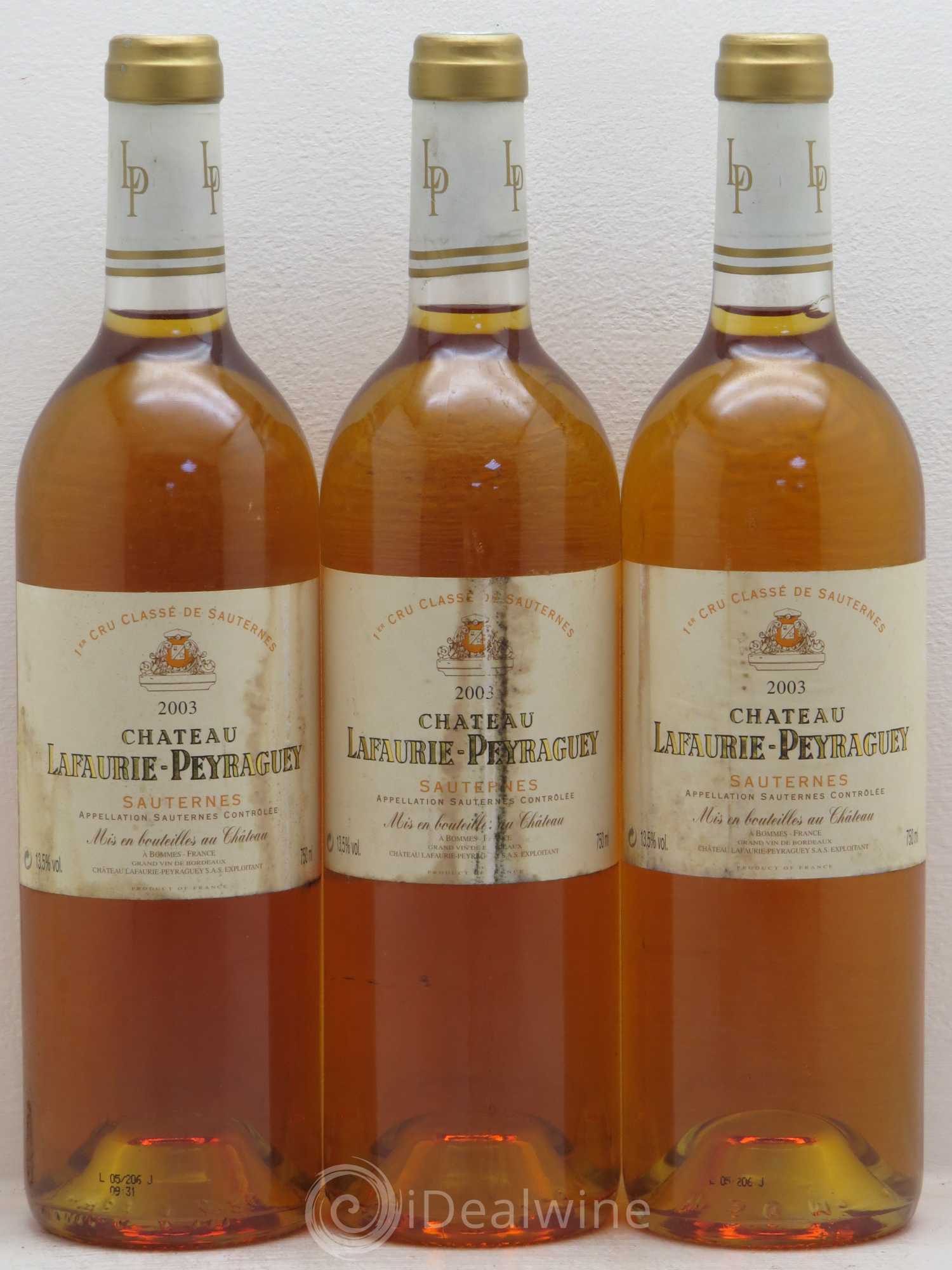 Château Lafaurie-Peyraguey 1er Grand Cru Classé 2003 - Lotto di 3 bottiglie - 0