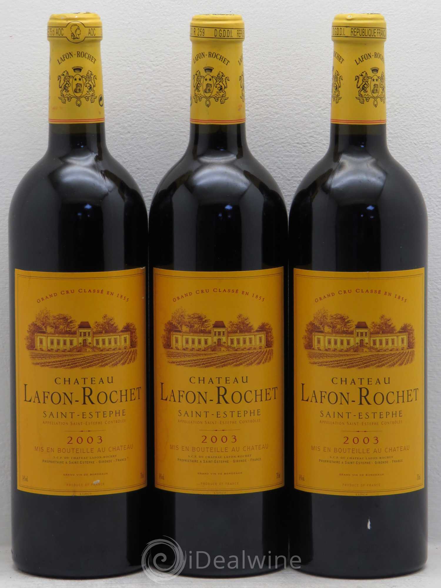 Château Lafon Rochet 4ème Grand Cru Classé 2003 - Lot de 3 bouteilles - 0