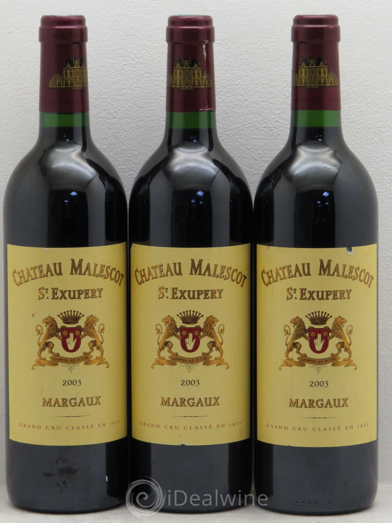 Château Malescot Saint-Exupéry 3ème Grand Cru Classé 2003 - Lot de 3 bouteilles - 0