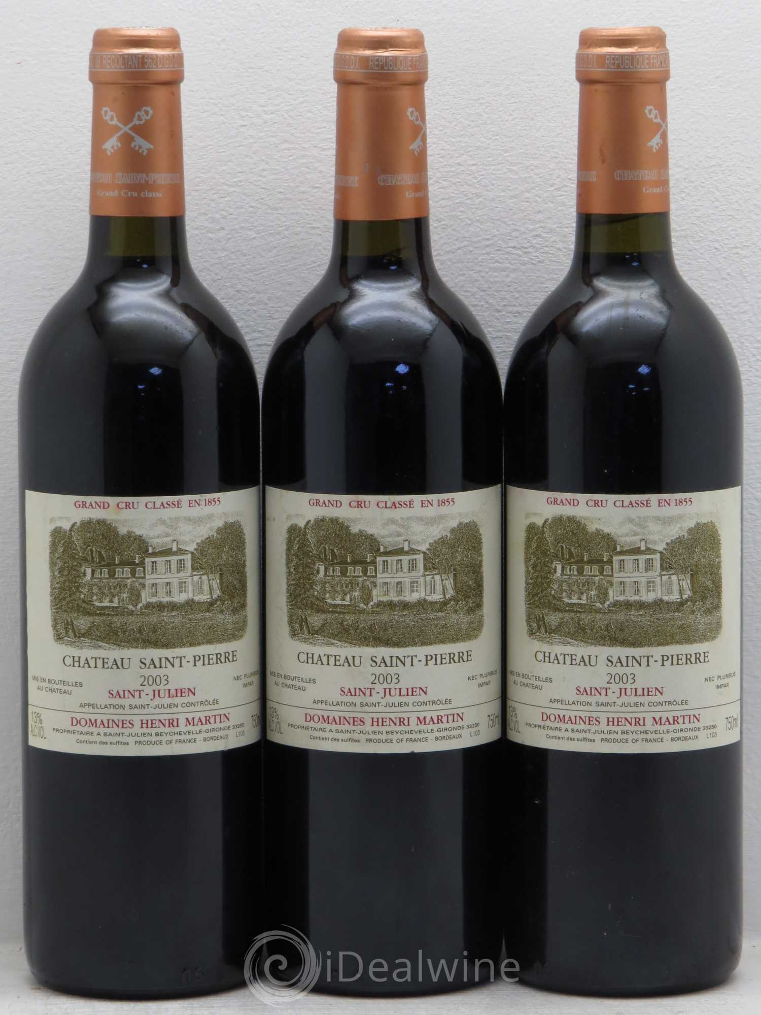 Château Saint-Pierre 4ème Grand Cru Classé 2003 - Lot de 3 bouteilles - 0