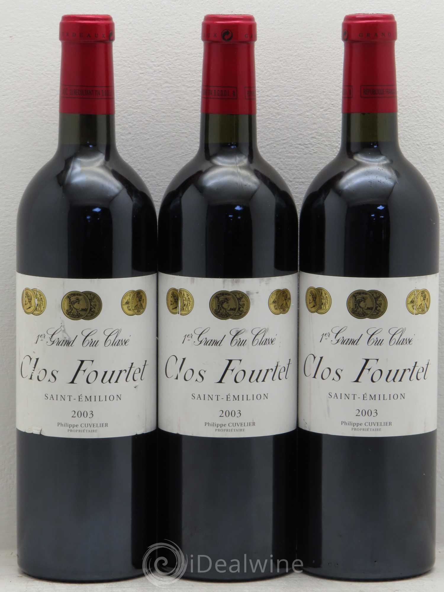 Clos Fourtet 1er Grand Cru Classé B 2003 - Lot de 3 bouteilles - 0