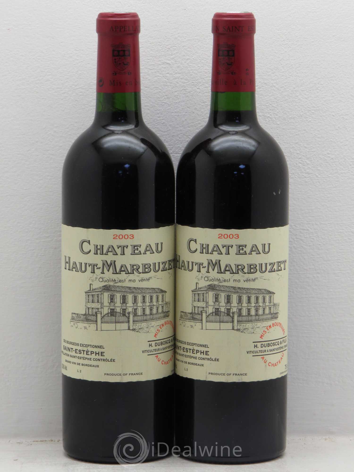 Château Haut Marbuzet 2003 - Lot de 2 bouteilles - 0