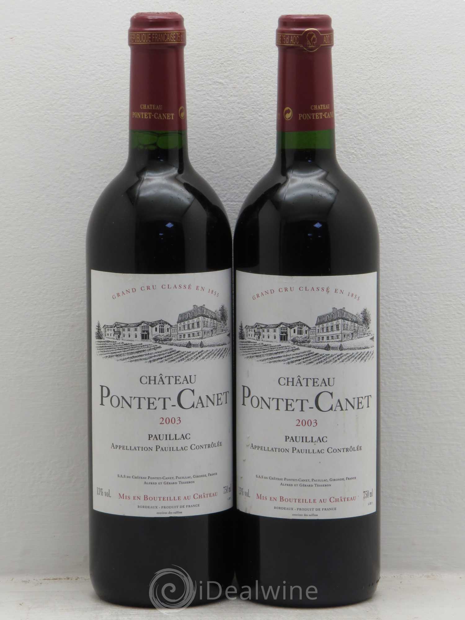Château Pontet Canet 5ème Grand Cru Classé 2003 - Lot de 2 bouteilles - 0