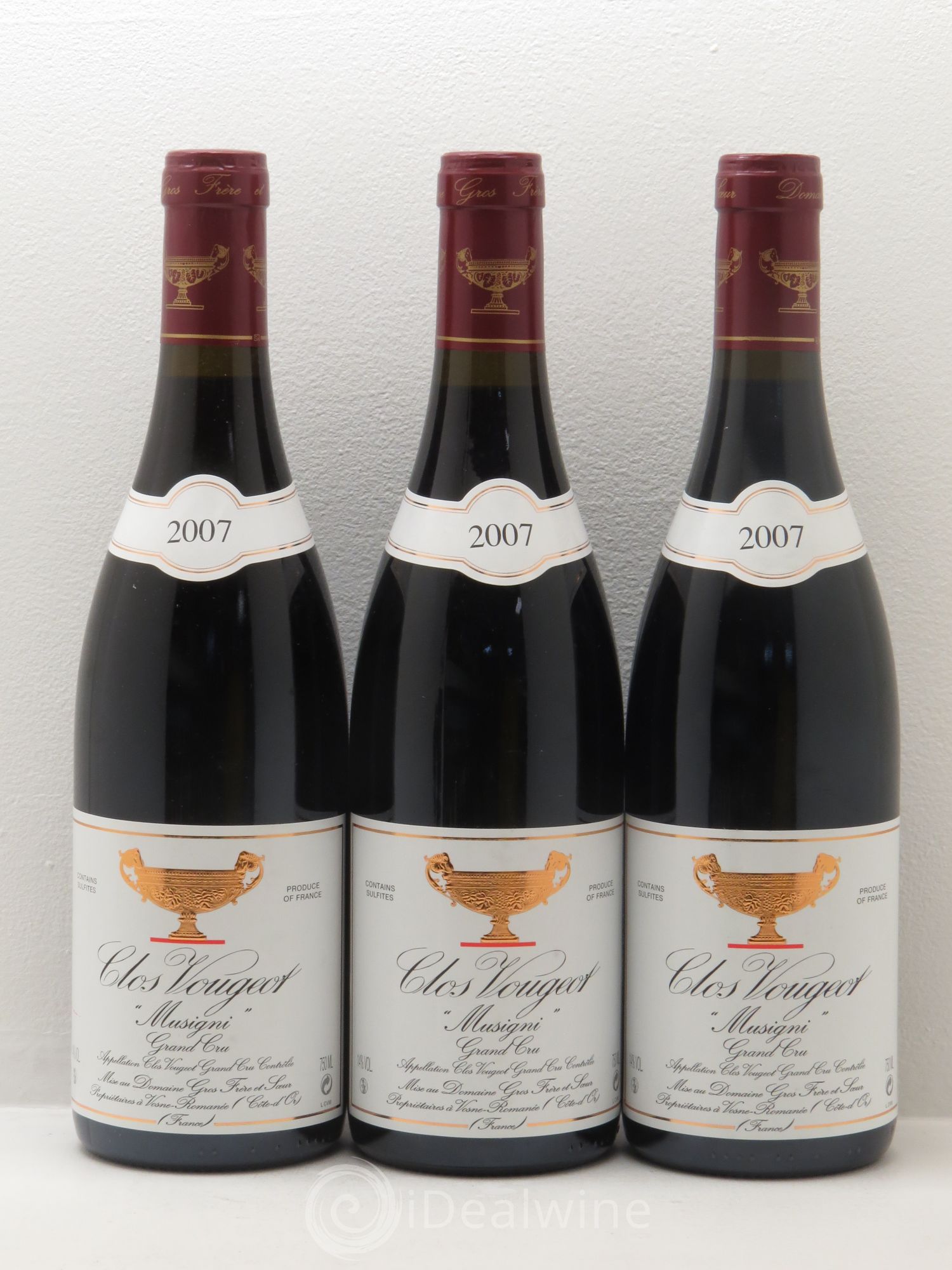 Clos de Vougeot Grand Cru Musigni Gros Frère & Soeur 2007 - Lot de 3 bouteilles - 0