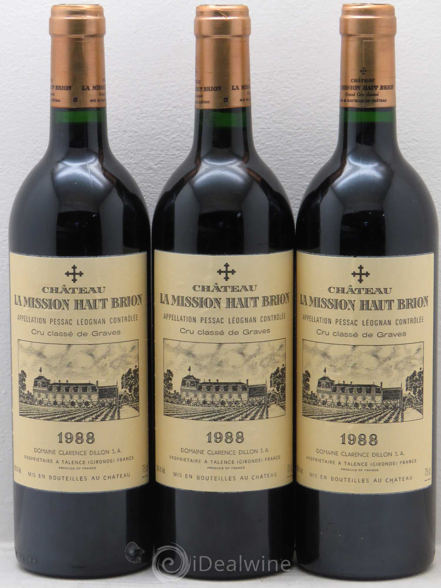 Château la Mission Haut-Brion Cru Classé de Graves 1988 - Lot de 3 bouteilles - 0