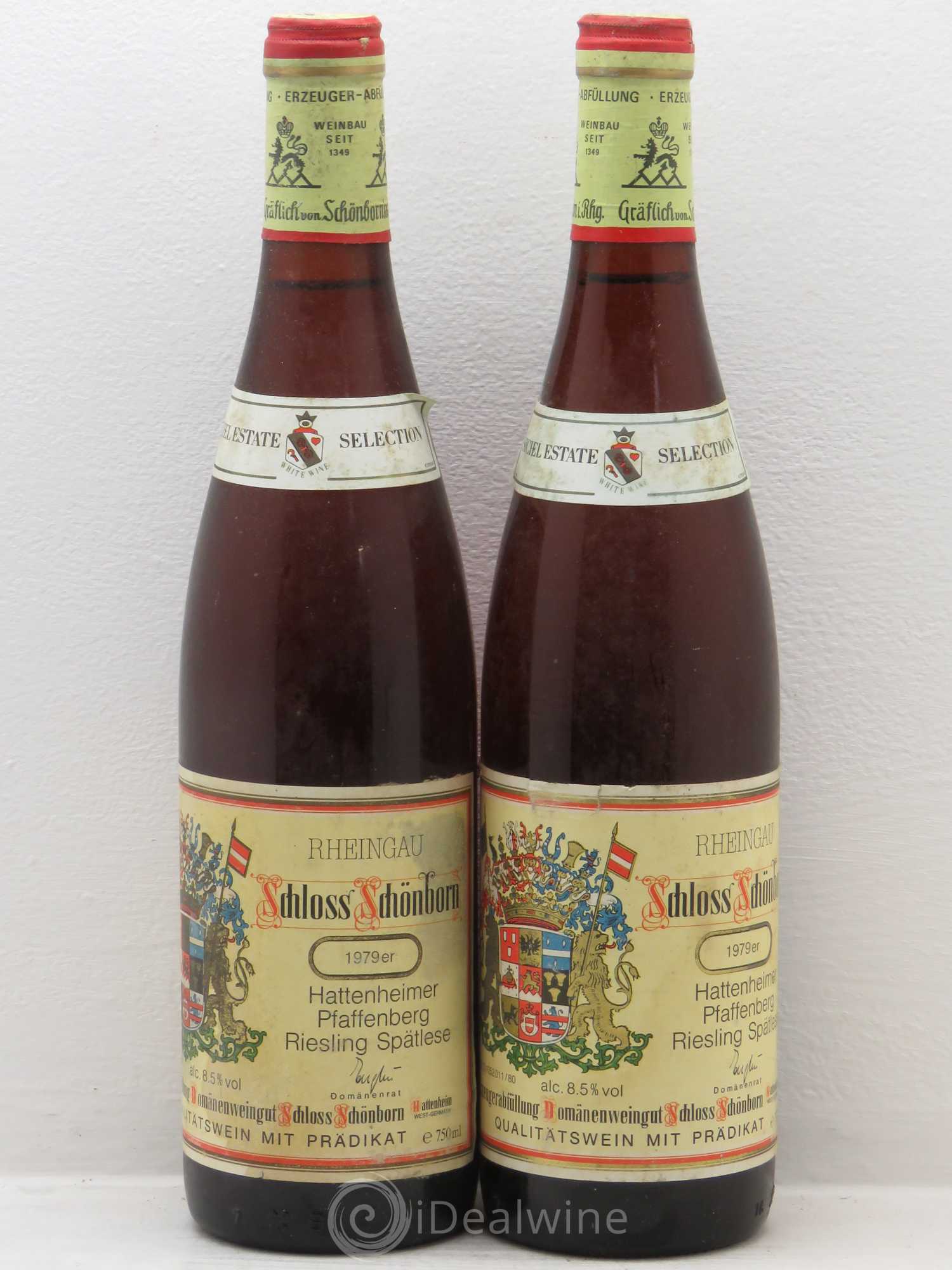Riesling Rheingau schloss schoborn hattenheimer pfaffenberg riesling spatlese 1979 - Posten von 2 Flaschen - 0