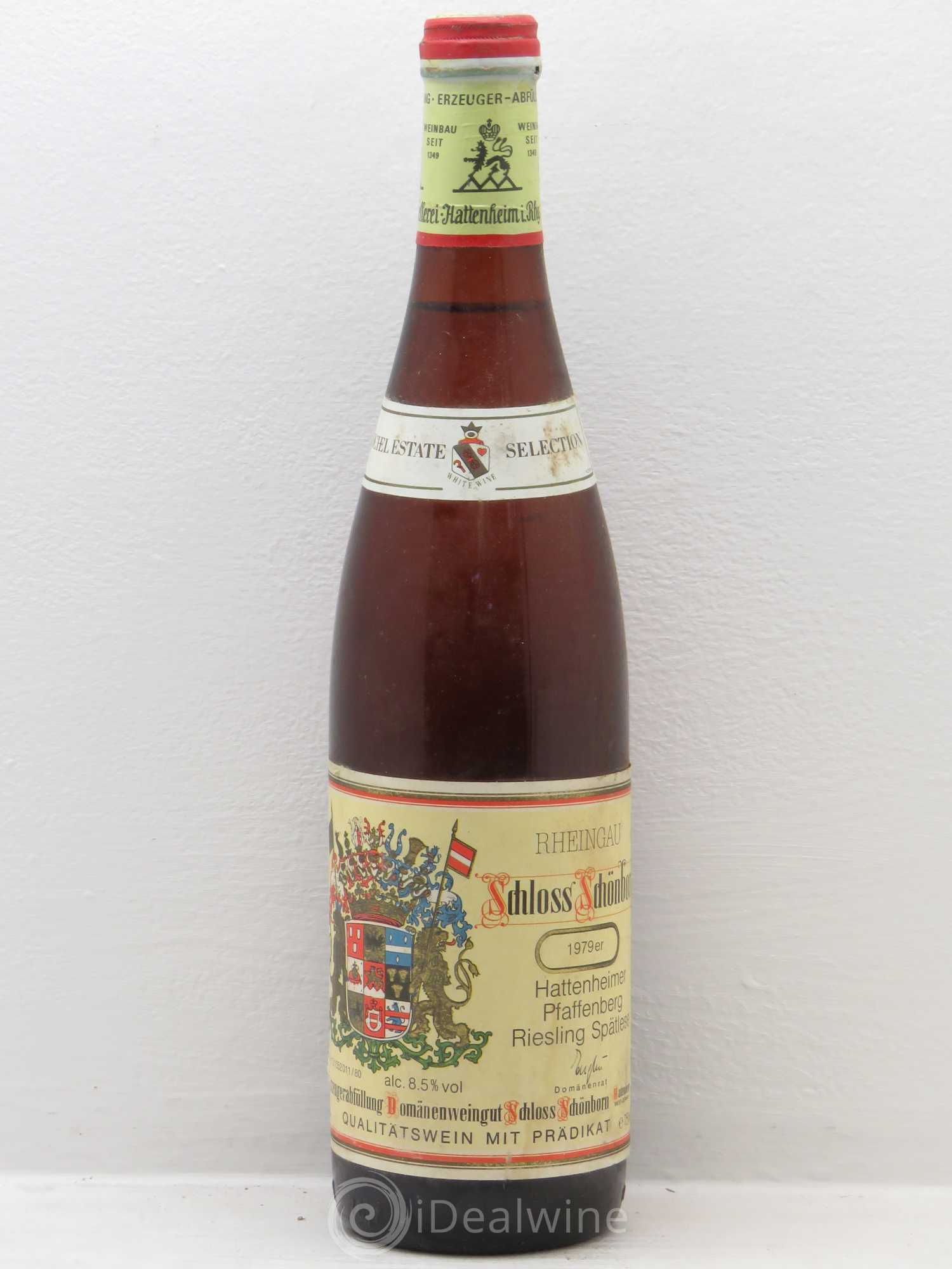 Riesling Rheingau schloss schoborn hattenheimer pfaffenberg riesling spatlese 1979 - Posten von 1 Flasche - 0