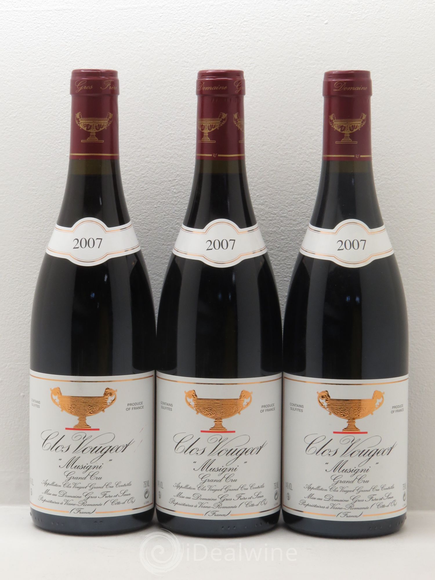 Clos de Vougeot Grand Cru Musigni Gros Frère & Soeur 2007 - Lot de 3 bouteilles - 0