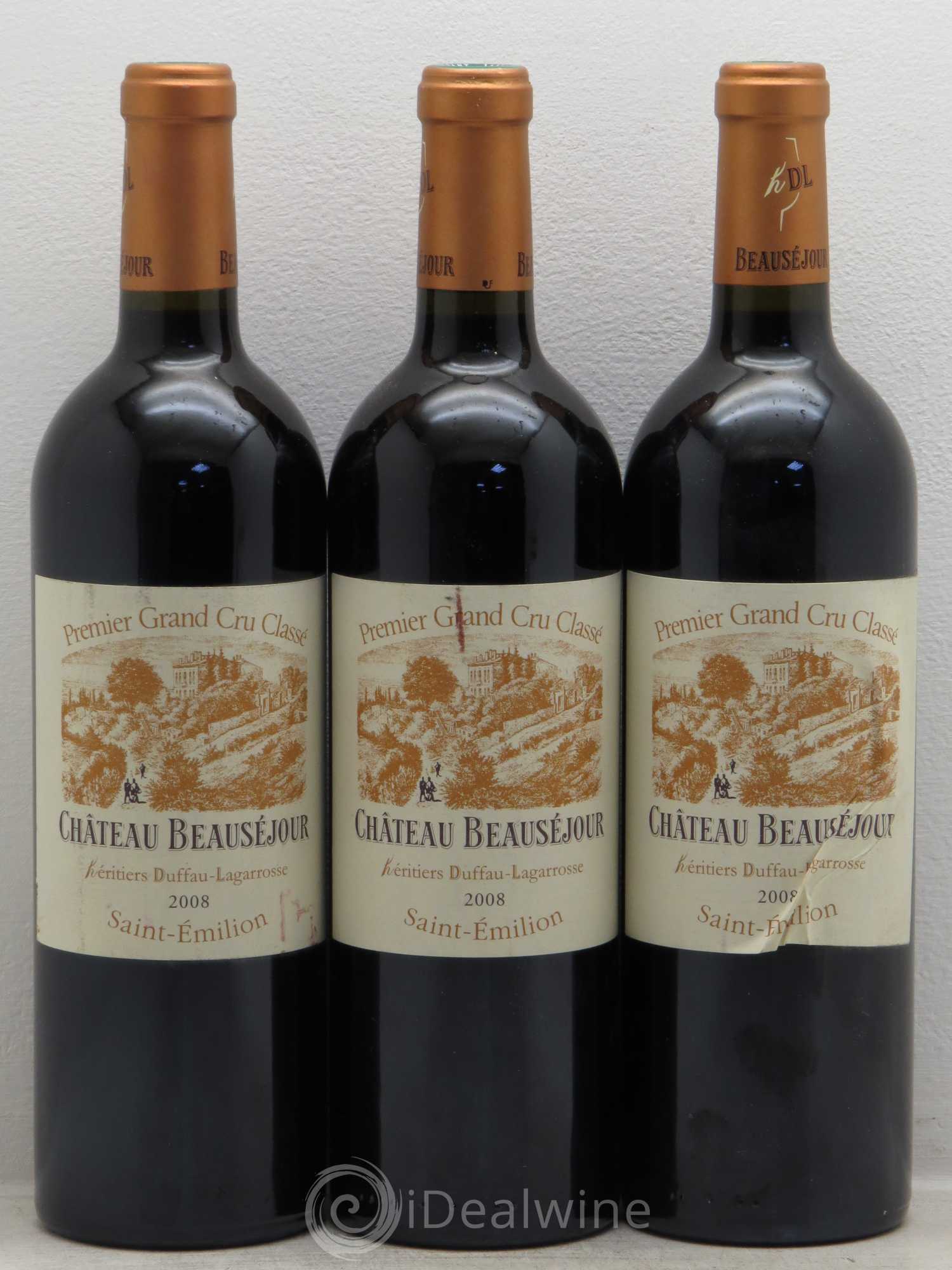 Château Beauséjour (Duffau-Lagarrosse) 1er Grand Cru Classé B 2008 - Lot de 3 bouteilles - 0