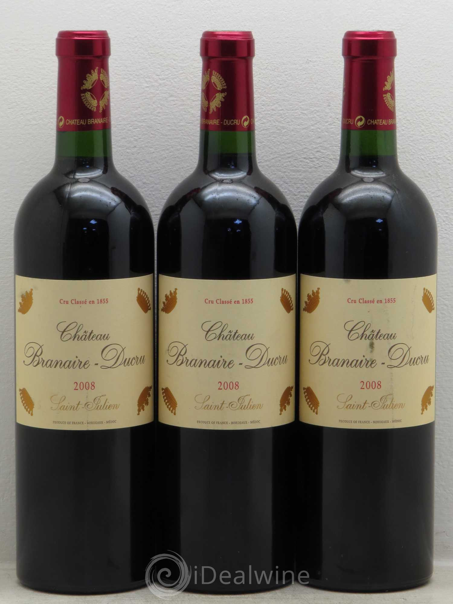 Château Branaire Ducru 4ème Grand Cru Classé 2008 - Lot de 3 bouteilles - 0