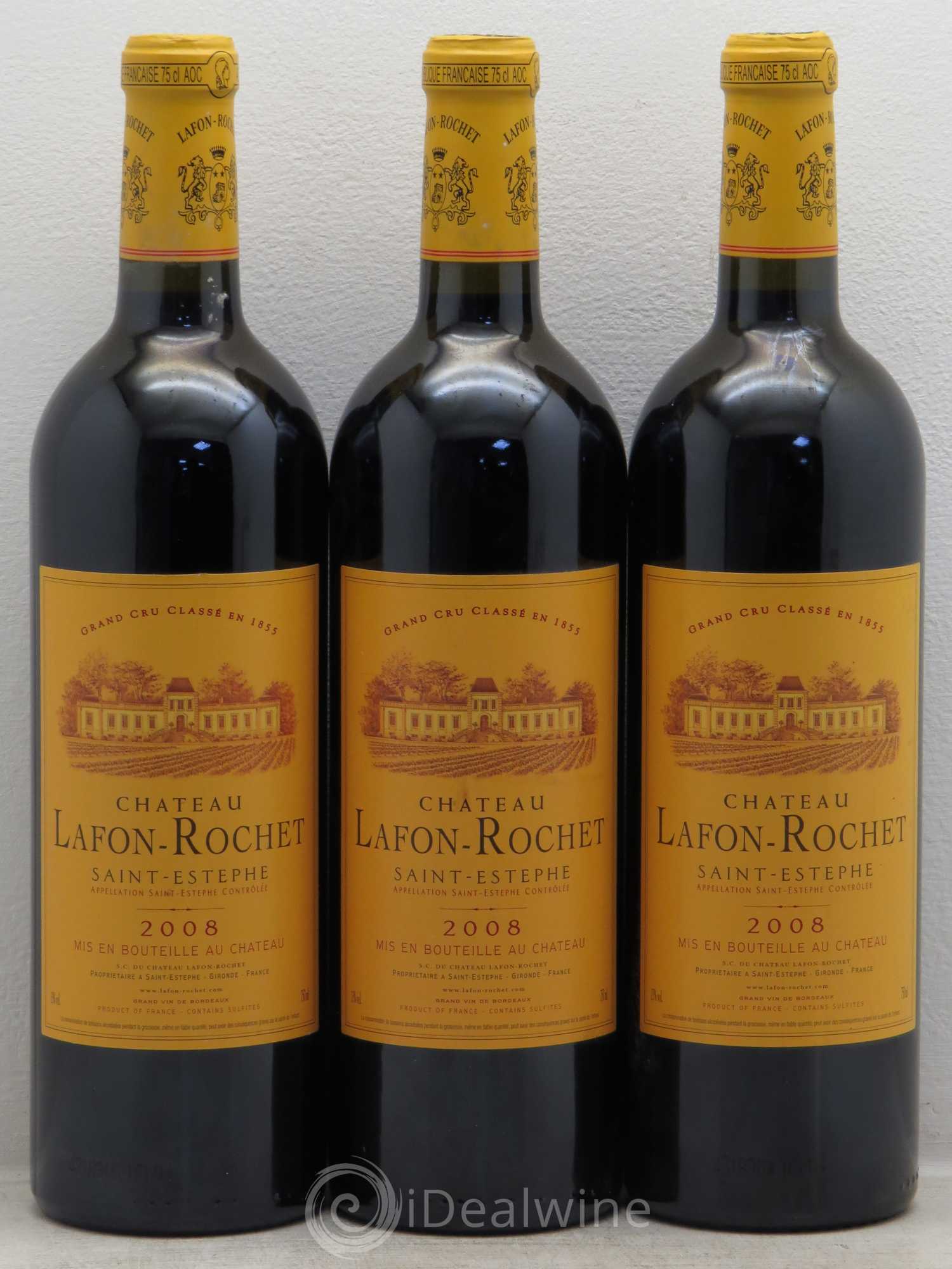 Château Lafon Rochet 4ème Grand Cru Classé 2008 - Lot de 3 bouteilles - 0