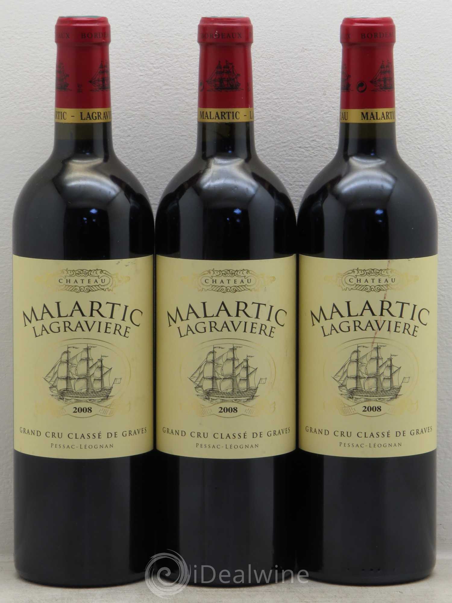 Château Malartic-Lagravière Cru Classé de Graves 2008 - Lot de 3 bouteilles - 0