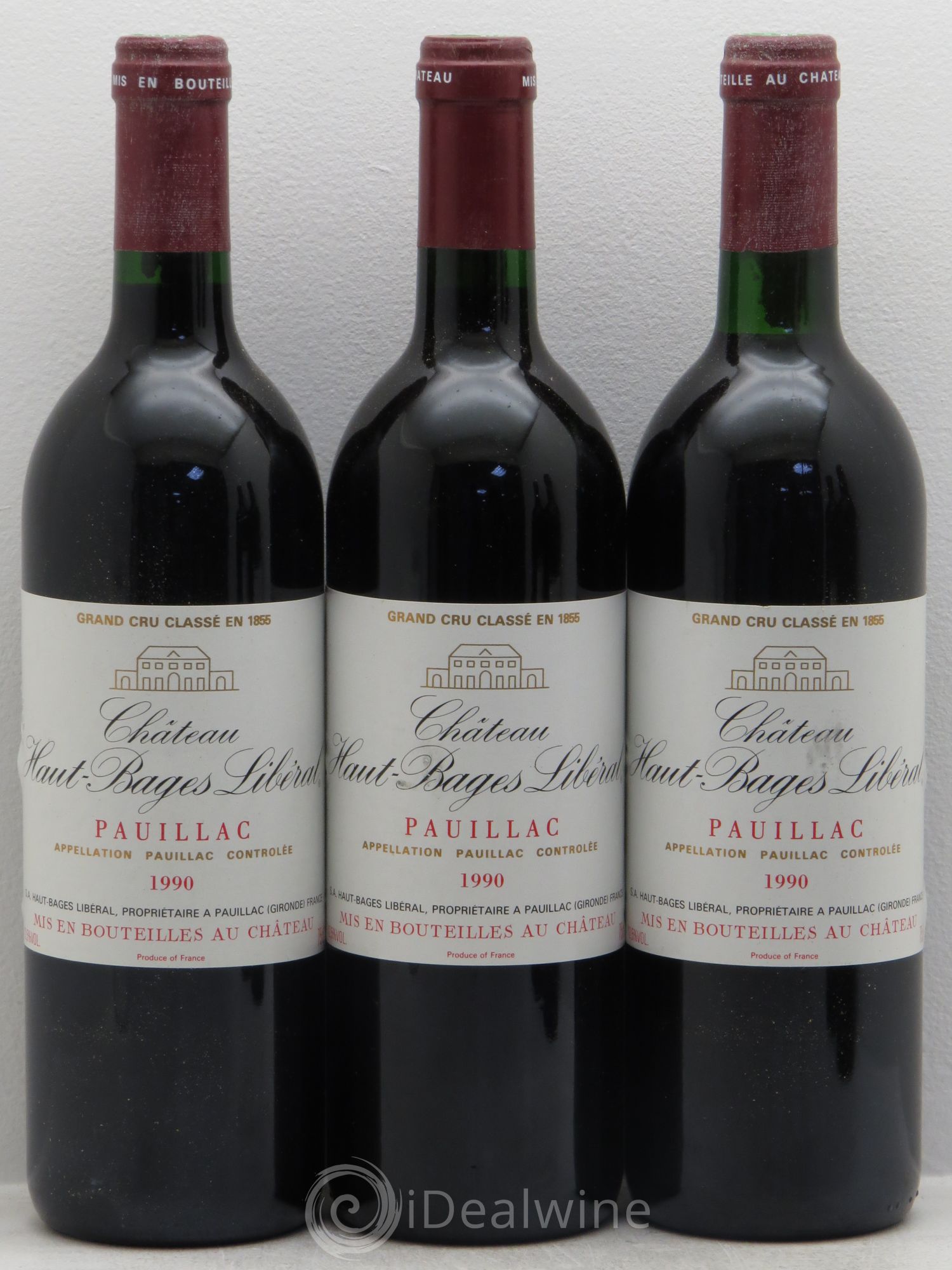 Château Haut Bages Libéral 5ème Grand Cru Classé 1990 - Lot de 3 bouteilles - 0