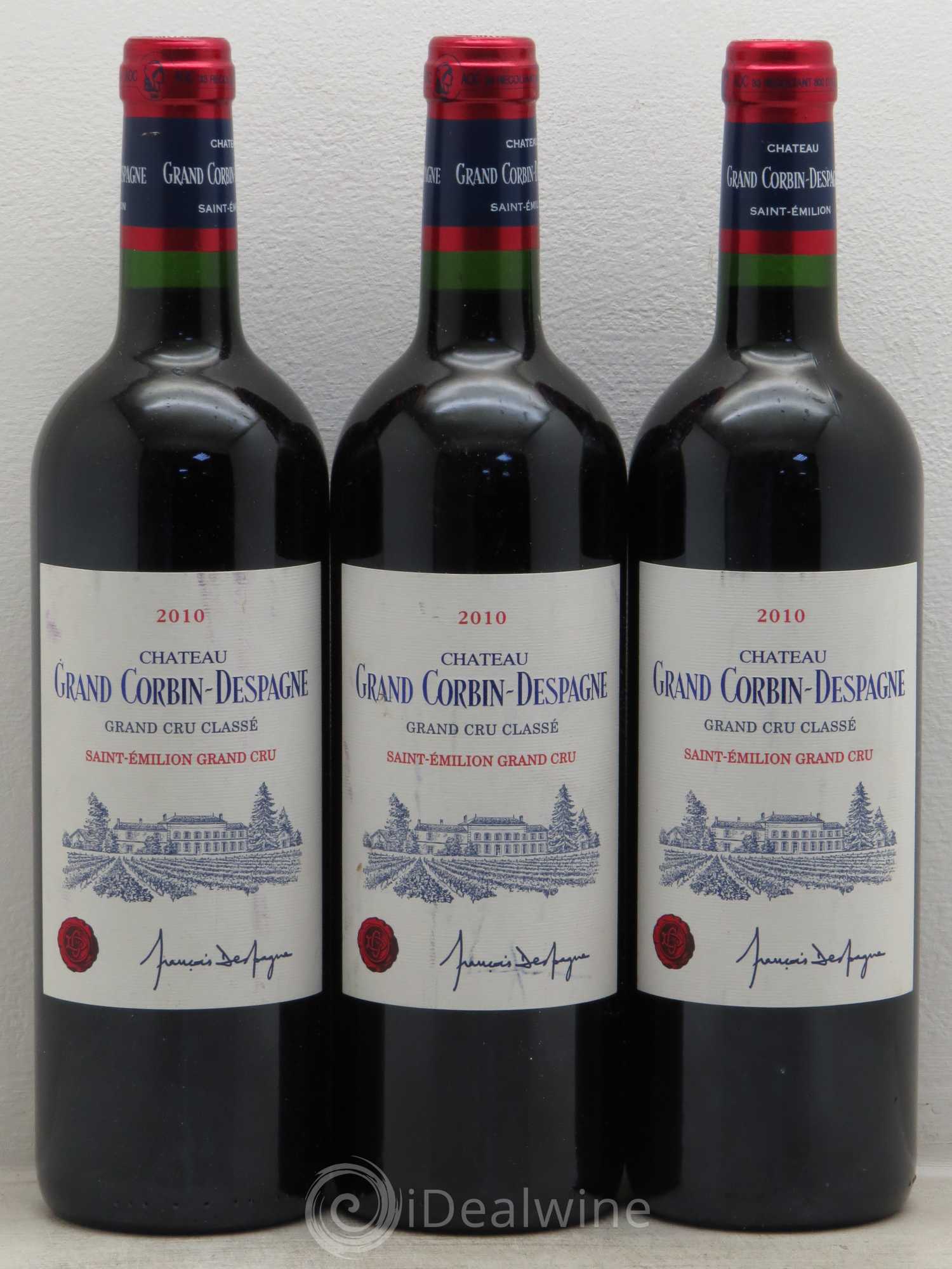 Château Grand Corbin Despagne Grand Cru Classé 2010 - Lot de 3 bouteilles - 0