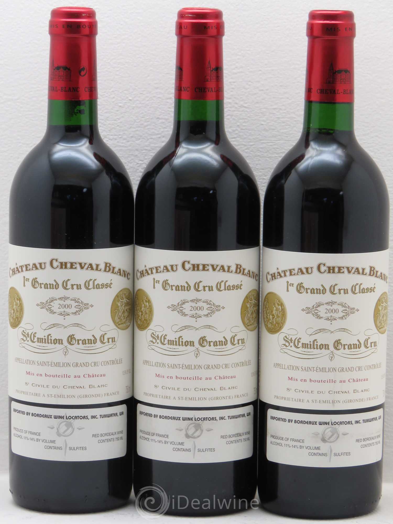 Château Cheval Blanc 1er Grand Cru Classé A 2000 - Lot de 3 bouteilles - 0