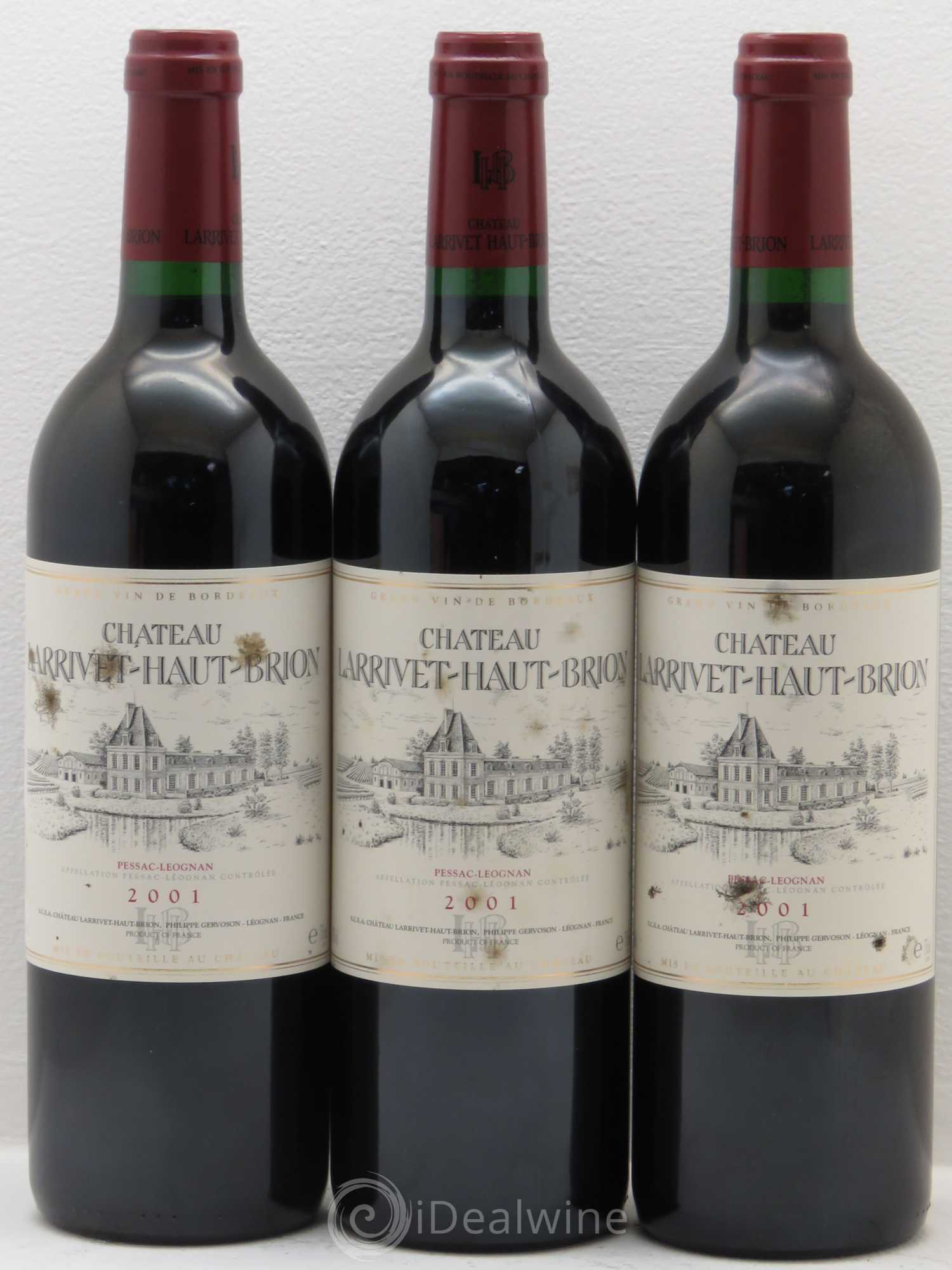 Château Larrivet Haut-Brion 2001 - Lot de 3 bouteilles - 0