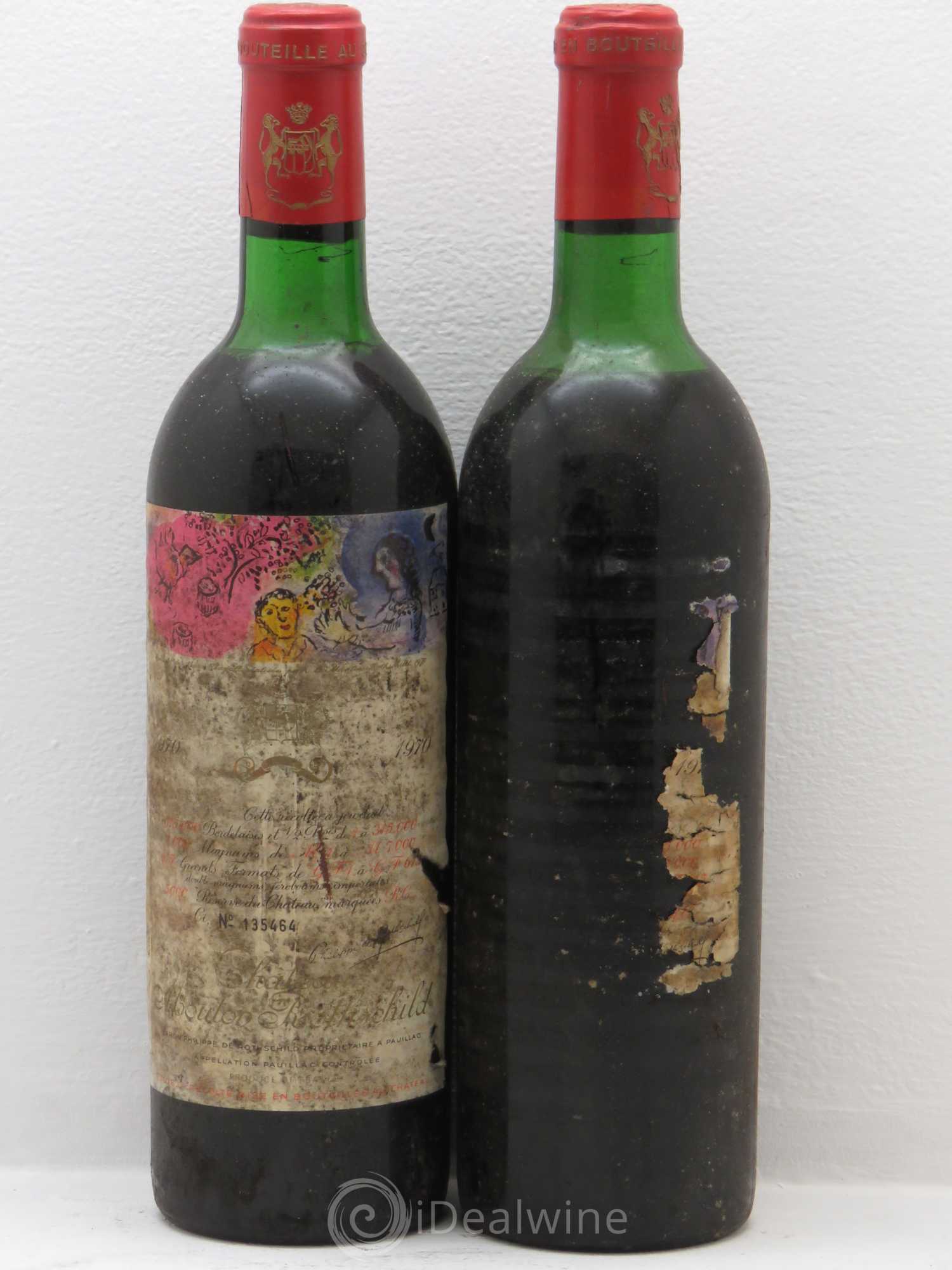 Château Mouton Rothschild 1er Grand Cru Classé 1970 - Lot de 2 bouteilles - 0
