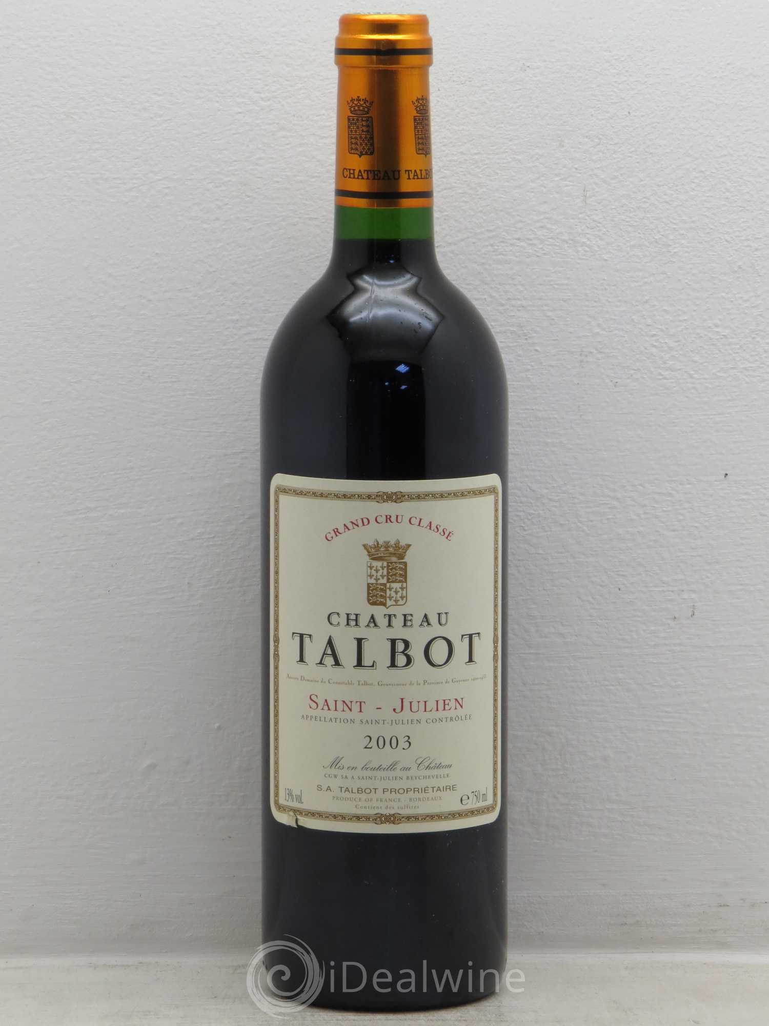 Château Talbot 4ème Grand Cru Classé 2003 - Lot de 6 bouteilles - 0