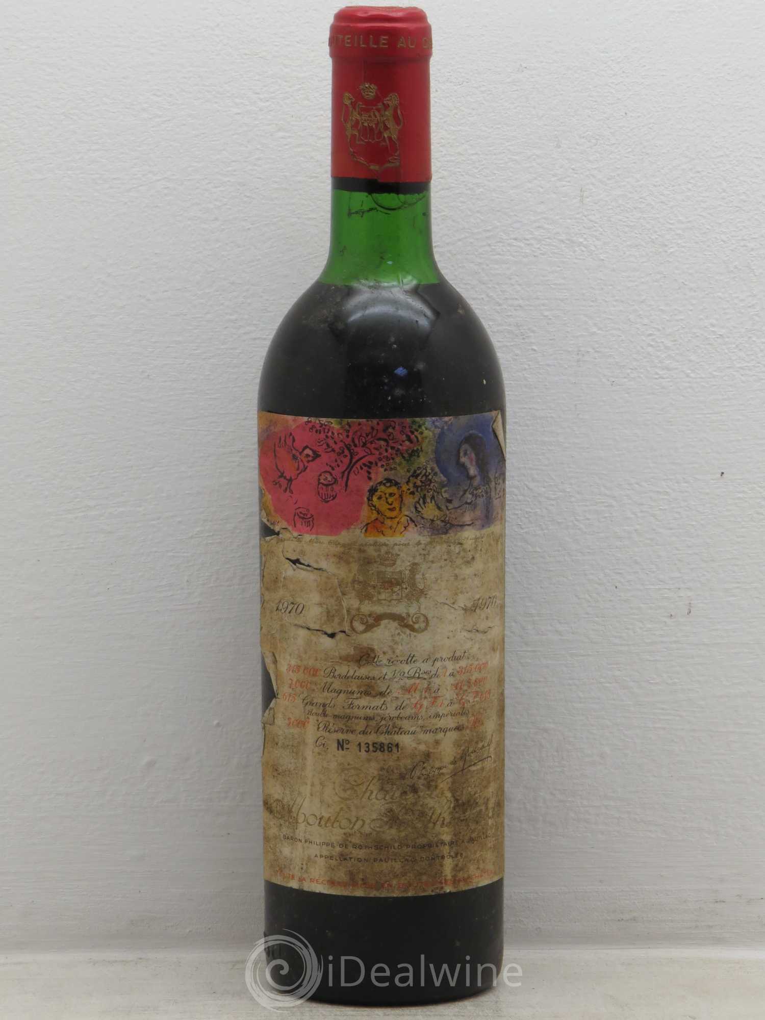 Château Mouton Rothschild 1er Grand Cru Classé 1970 - Lot de 1 bouteille - 0