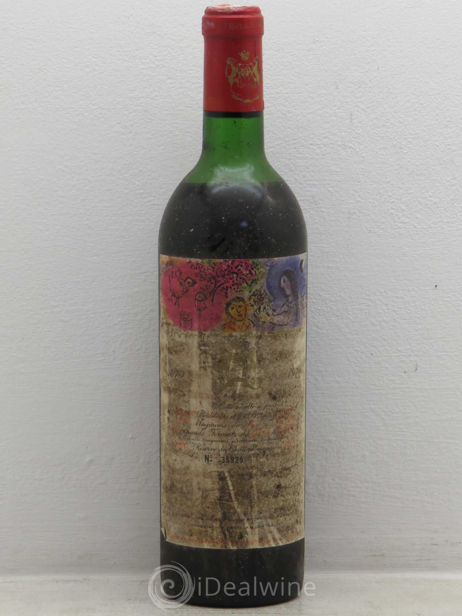 Château Mouton Rothschild 1er Grand Cru Classé 1970 - Lot de 1 bouteille - 0
