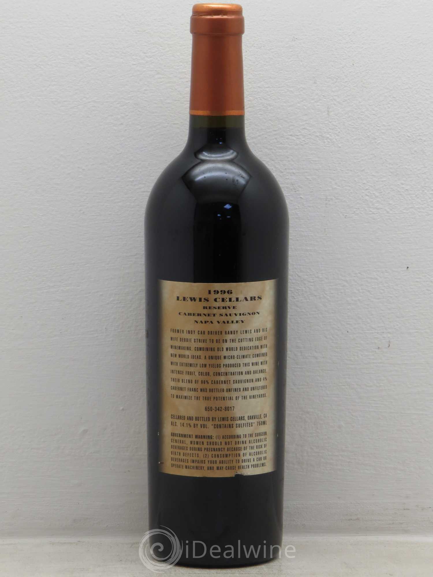 Vins Etrangers Lewis cellar reserve napa valley cabernet sauvignon 1996 - Lotto di 1 bottiglia - 1