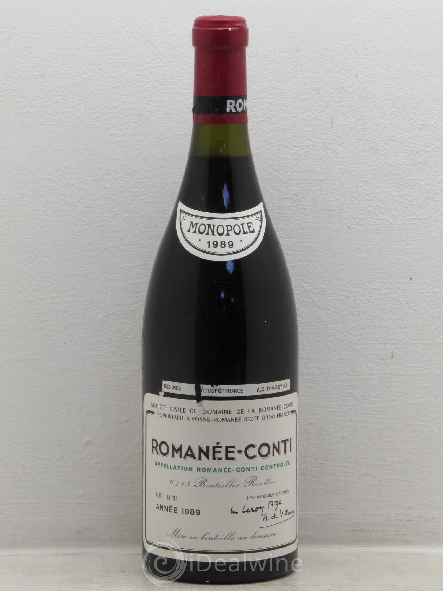Romanée-Conti Grand Cru Domaine de la Romanée-Conti 1989 - Lot de 1 bouteille - 0