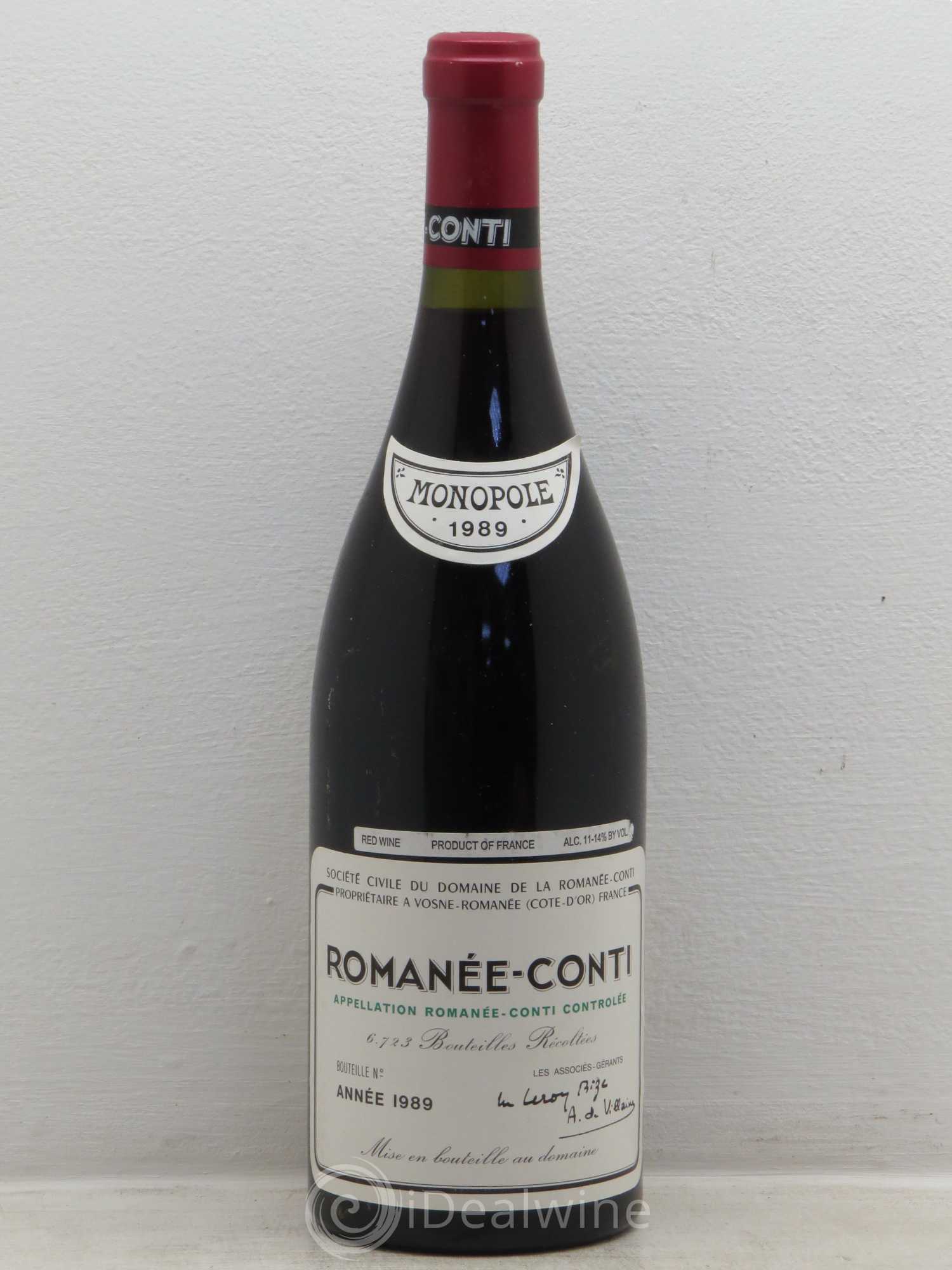 Romanée-Conti Grand Cru Domaine de la Romanée-Conti 1989 - Lot de 1 bouteille - 0